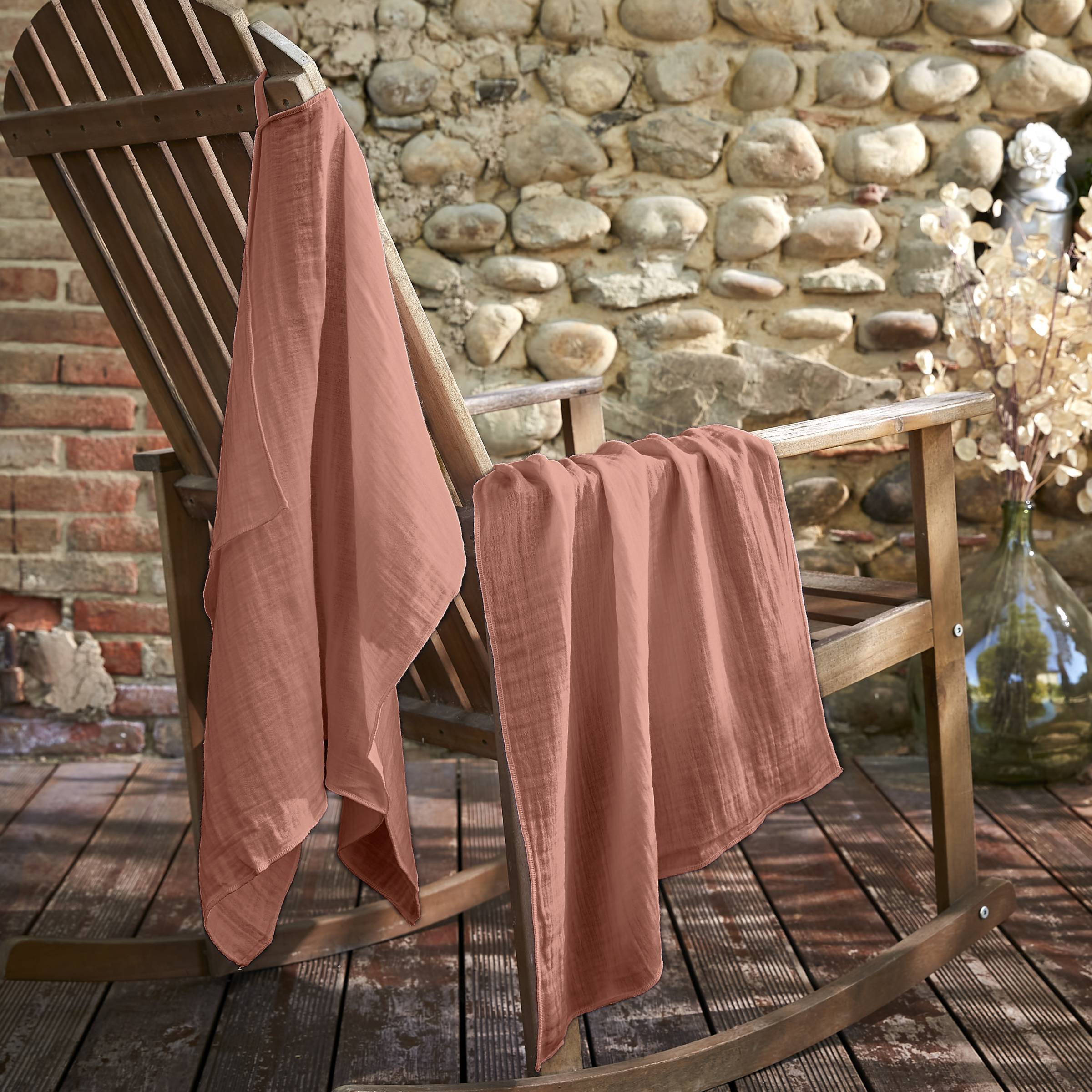 Peach pink muslin hand towel - set of 2