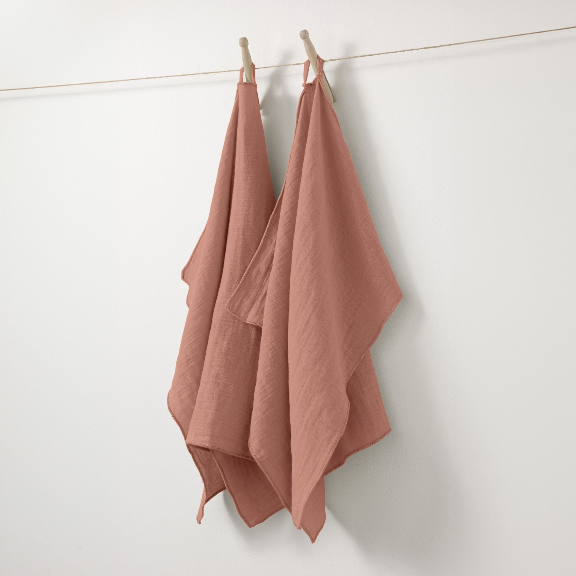 Peach pink muslin hand towel - set of 2