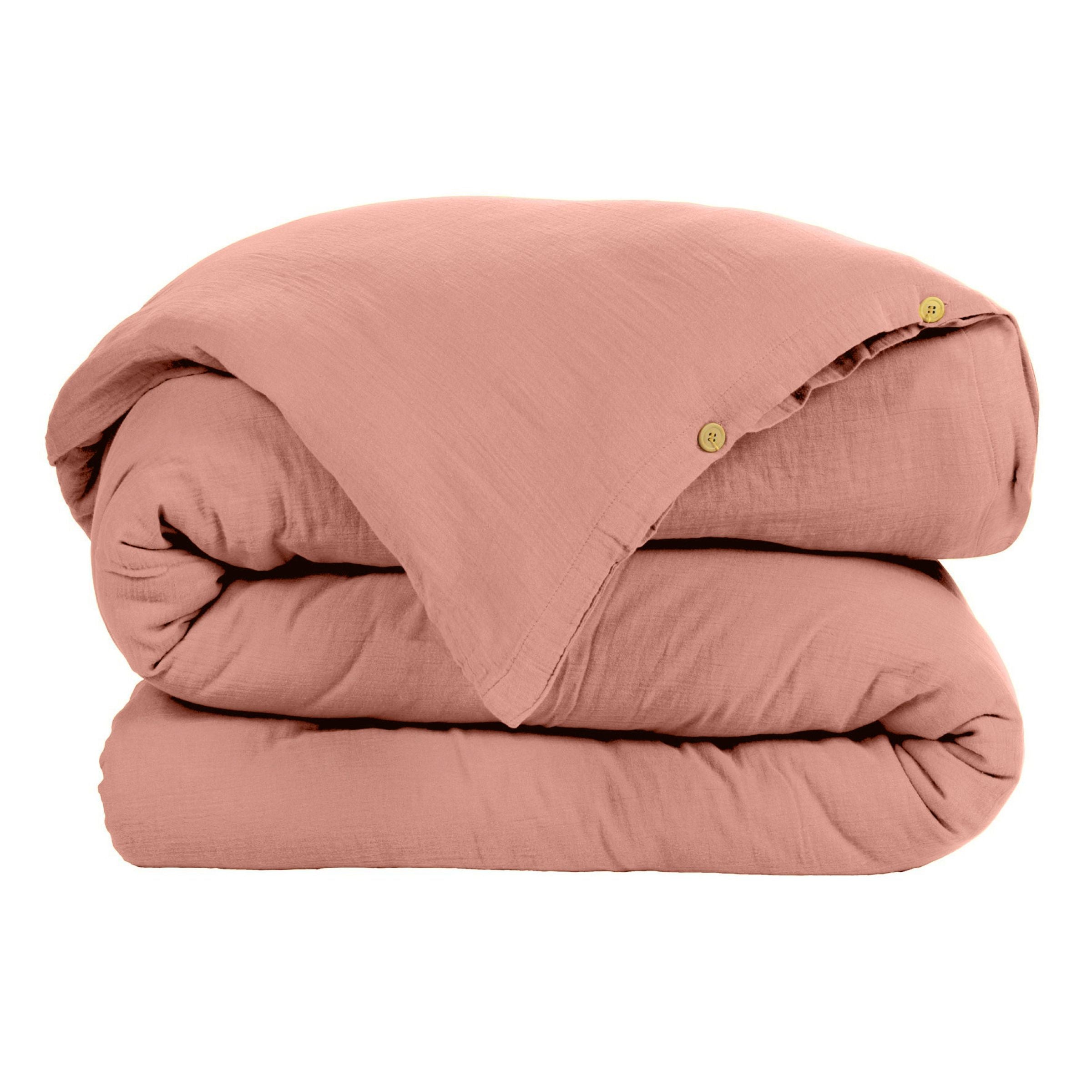 Peach pink muslin duvet cover