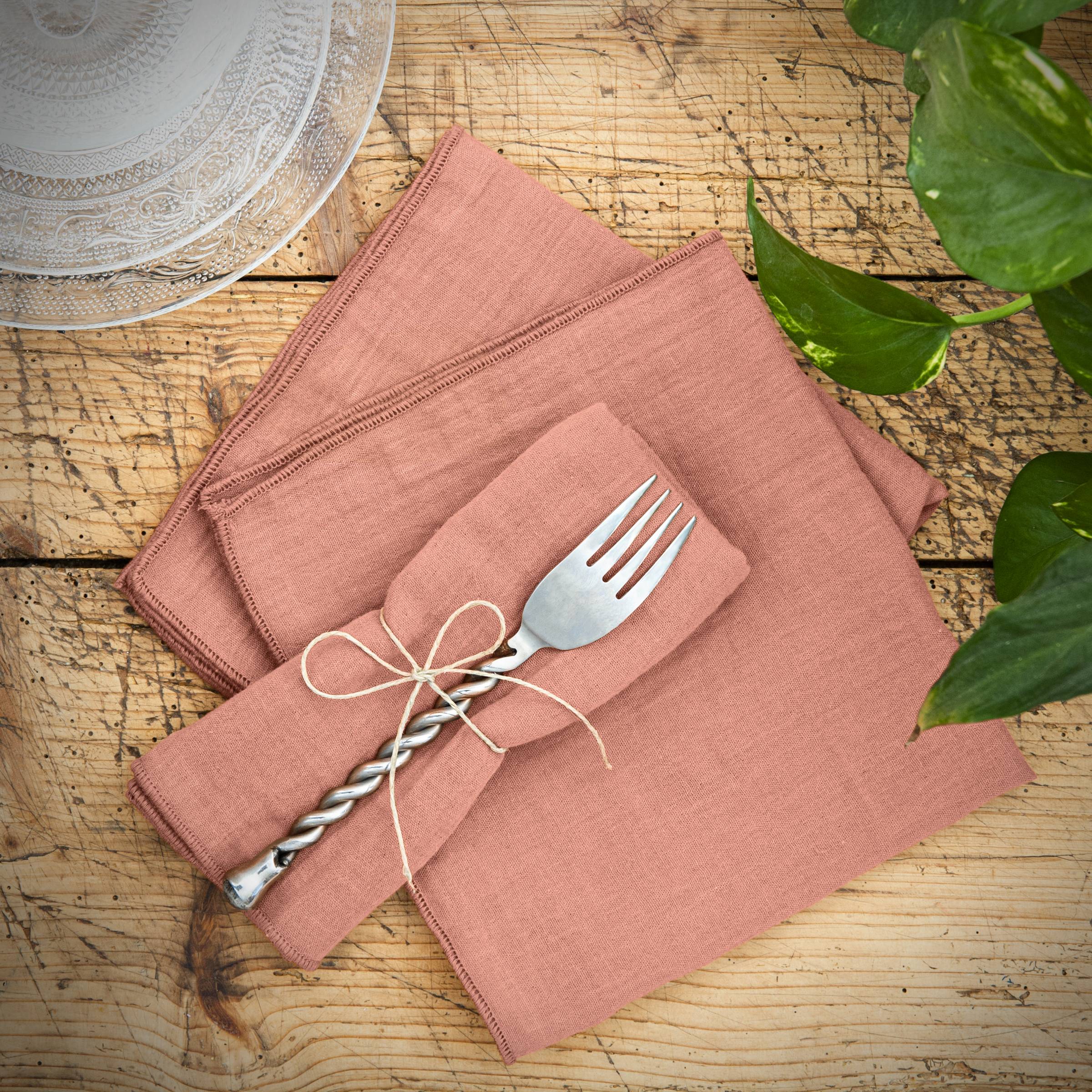 Peach pink muslin napkin - set of 3