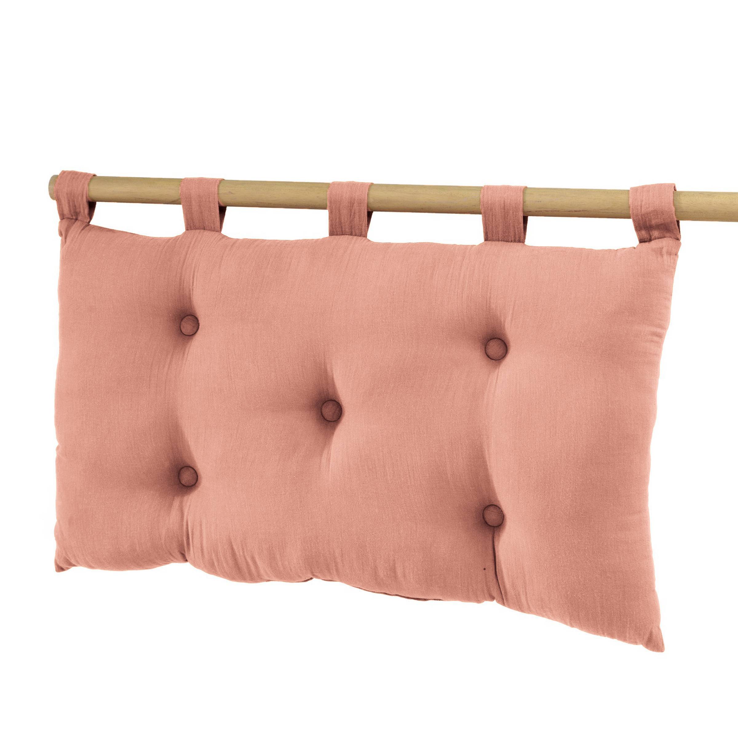 Peach pink muslin headboard