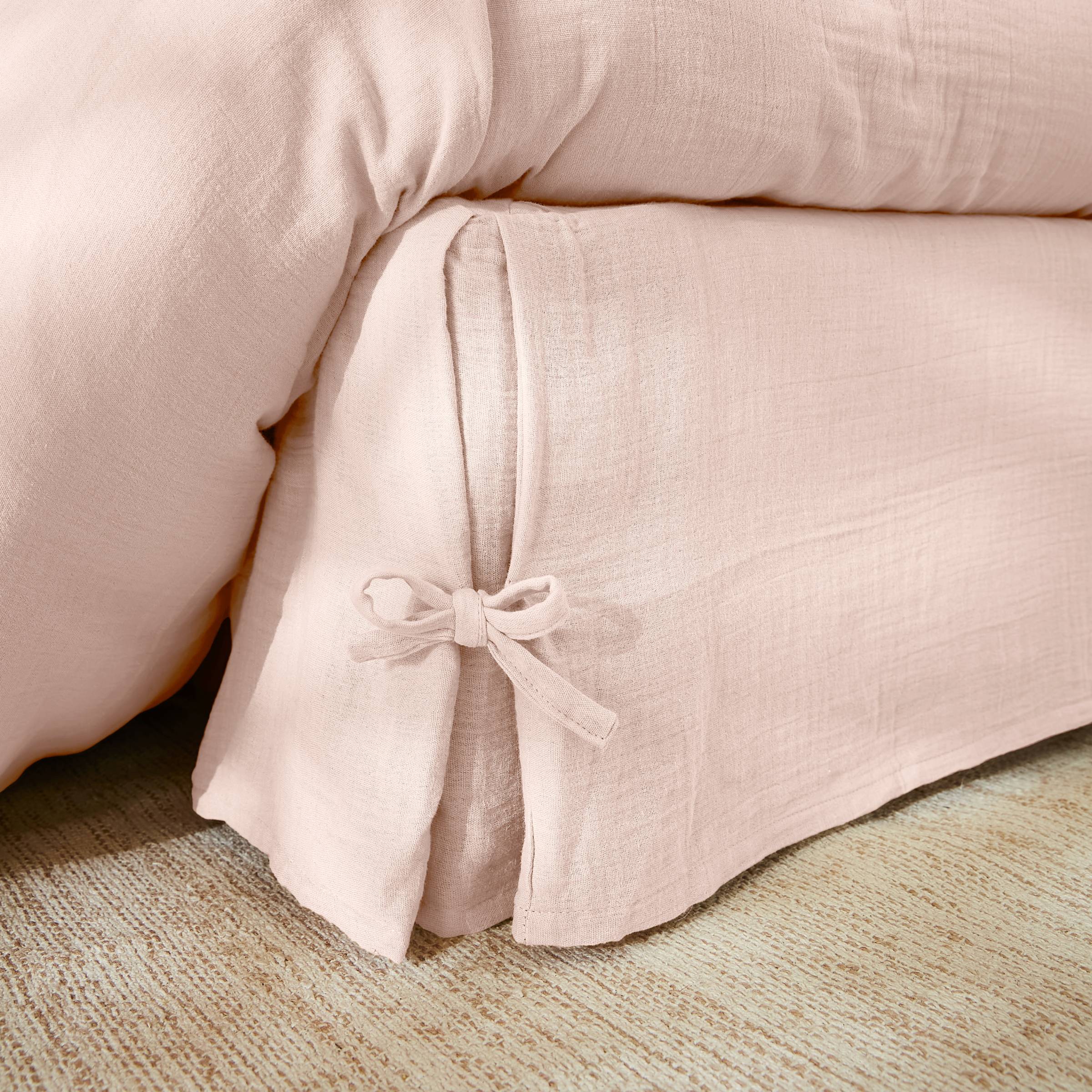 Marshmallow muslin bed skirt