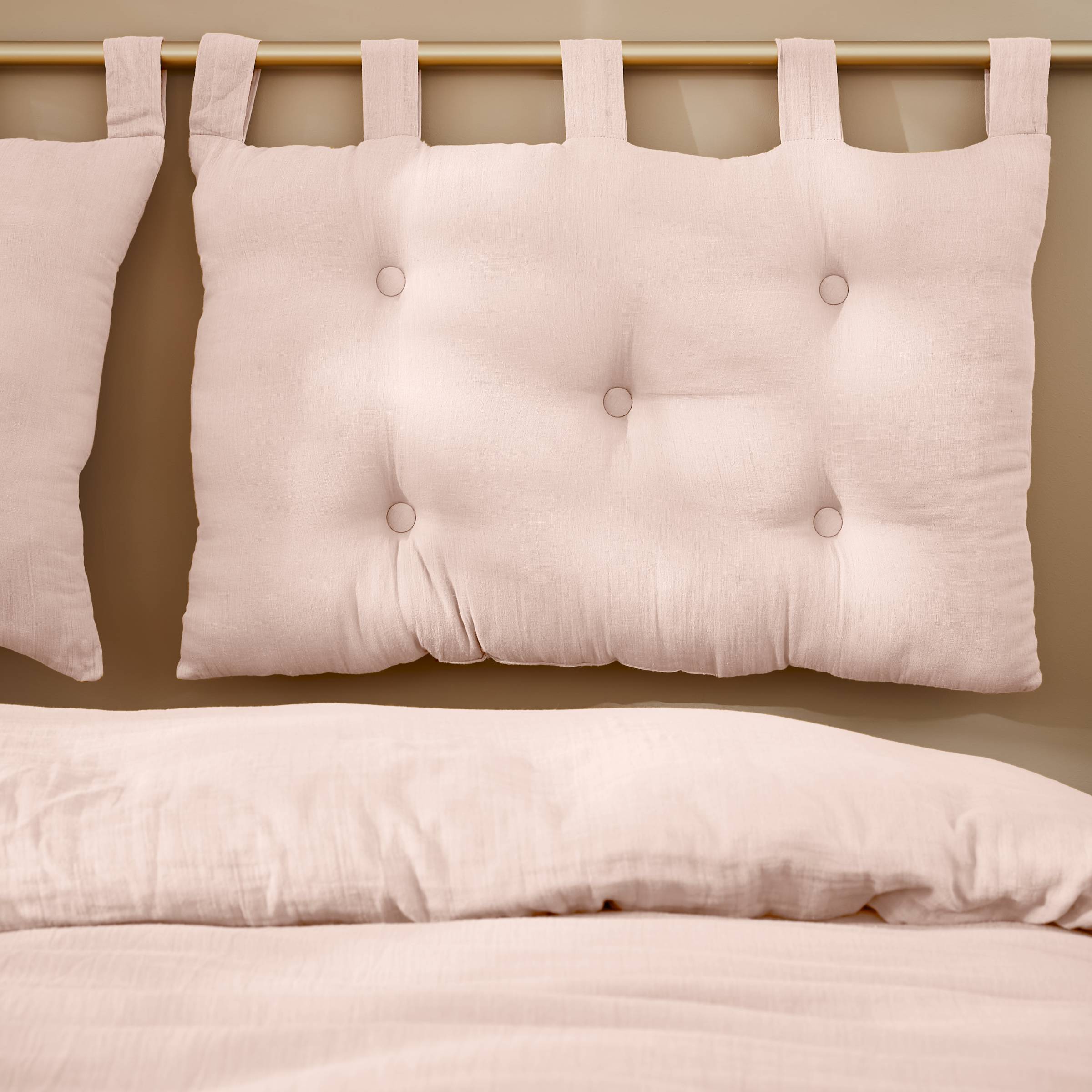 Marshmallow muslin headboard