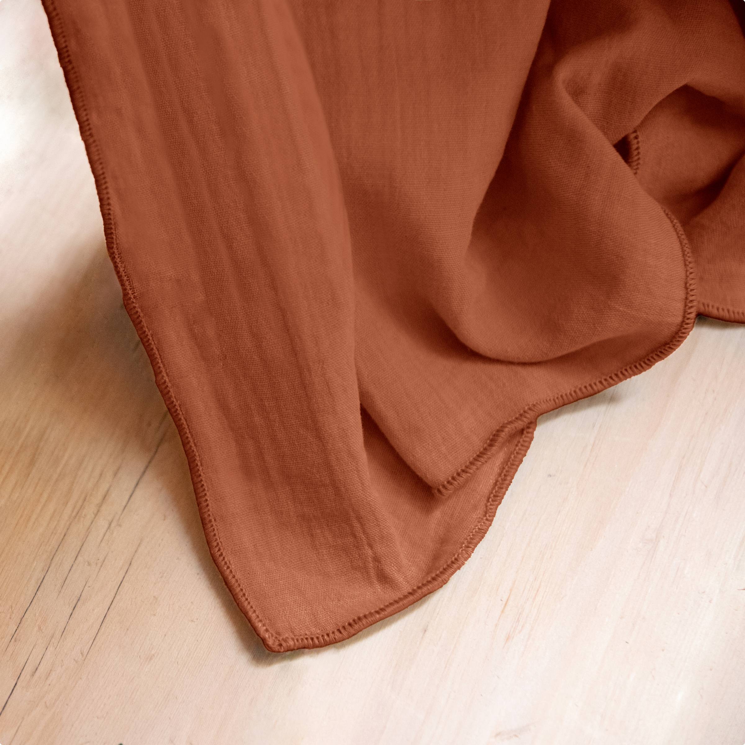 Terracotta rectangular muslin tablecloth
