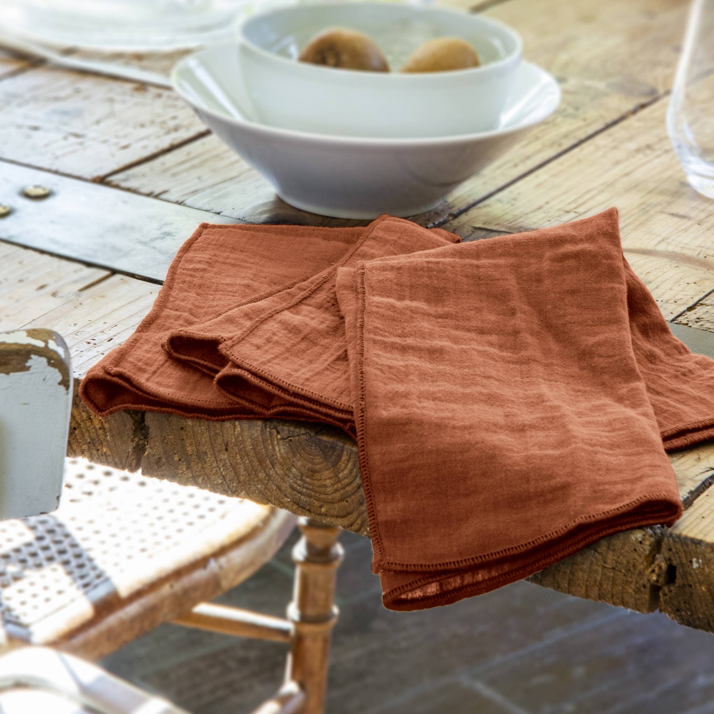 Terracotta muslin napkin - set of 3