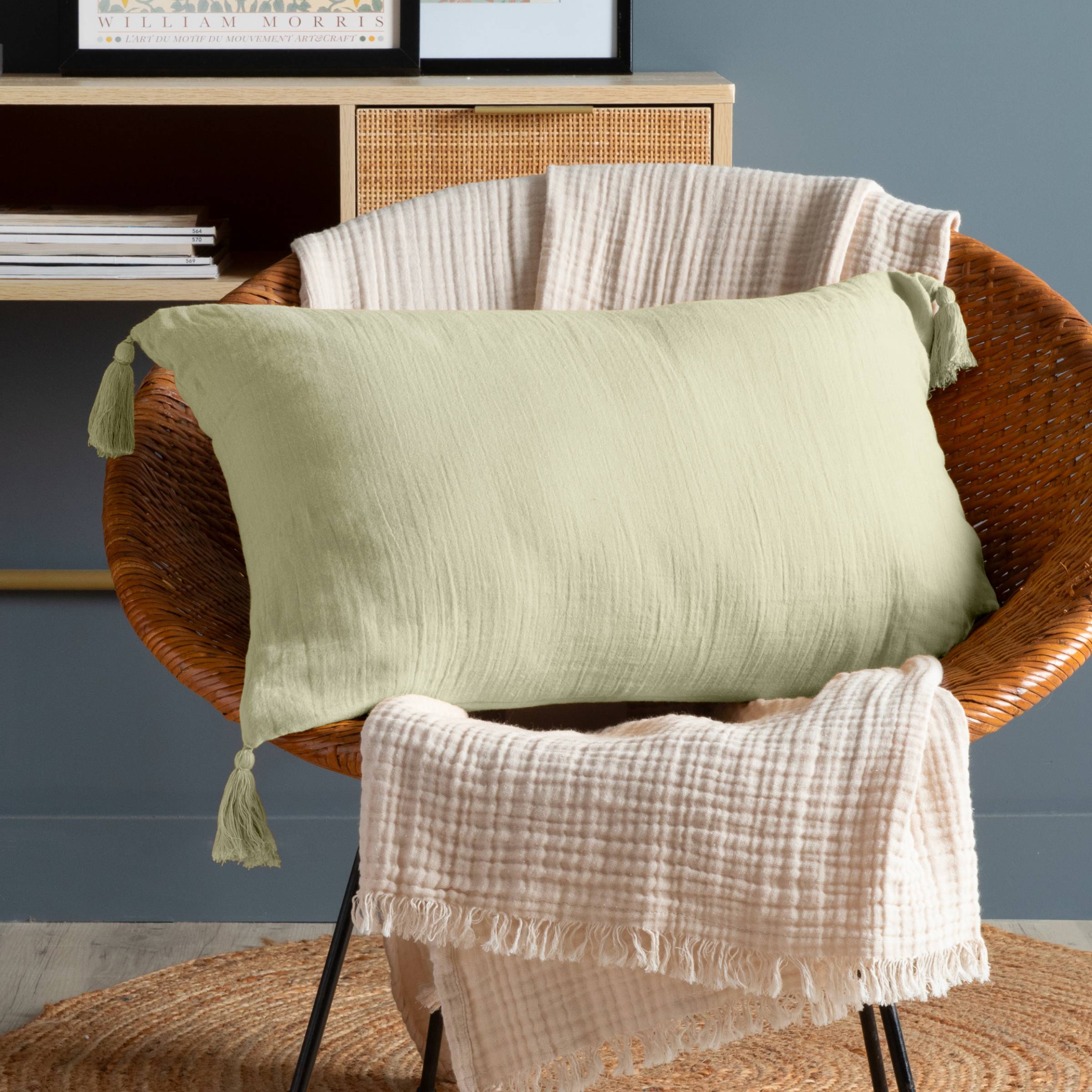 Light green muslin cushion