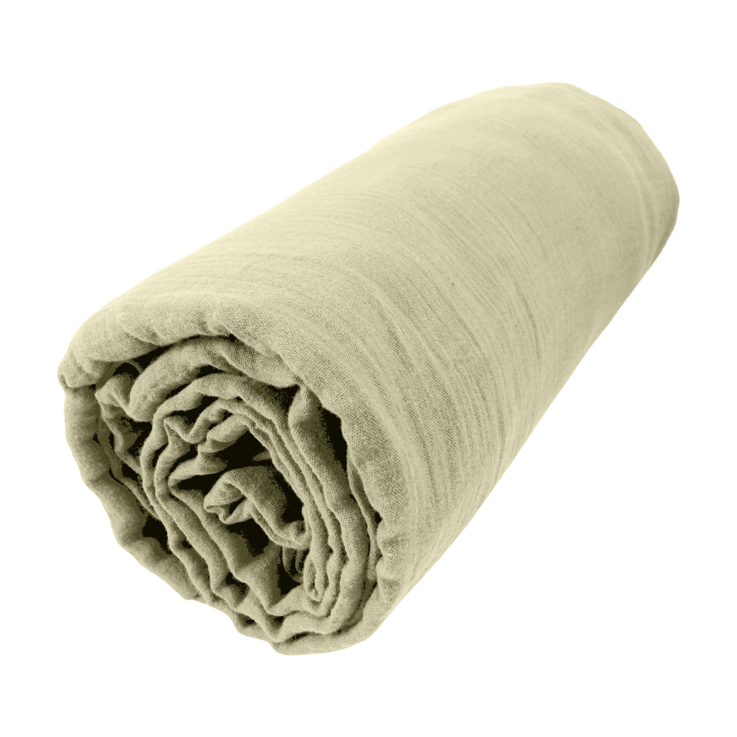 Light green muslin fitted sheet