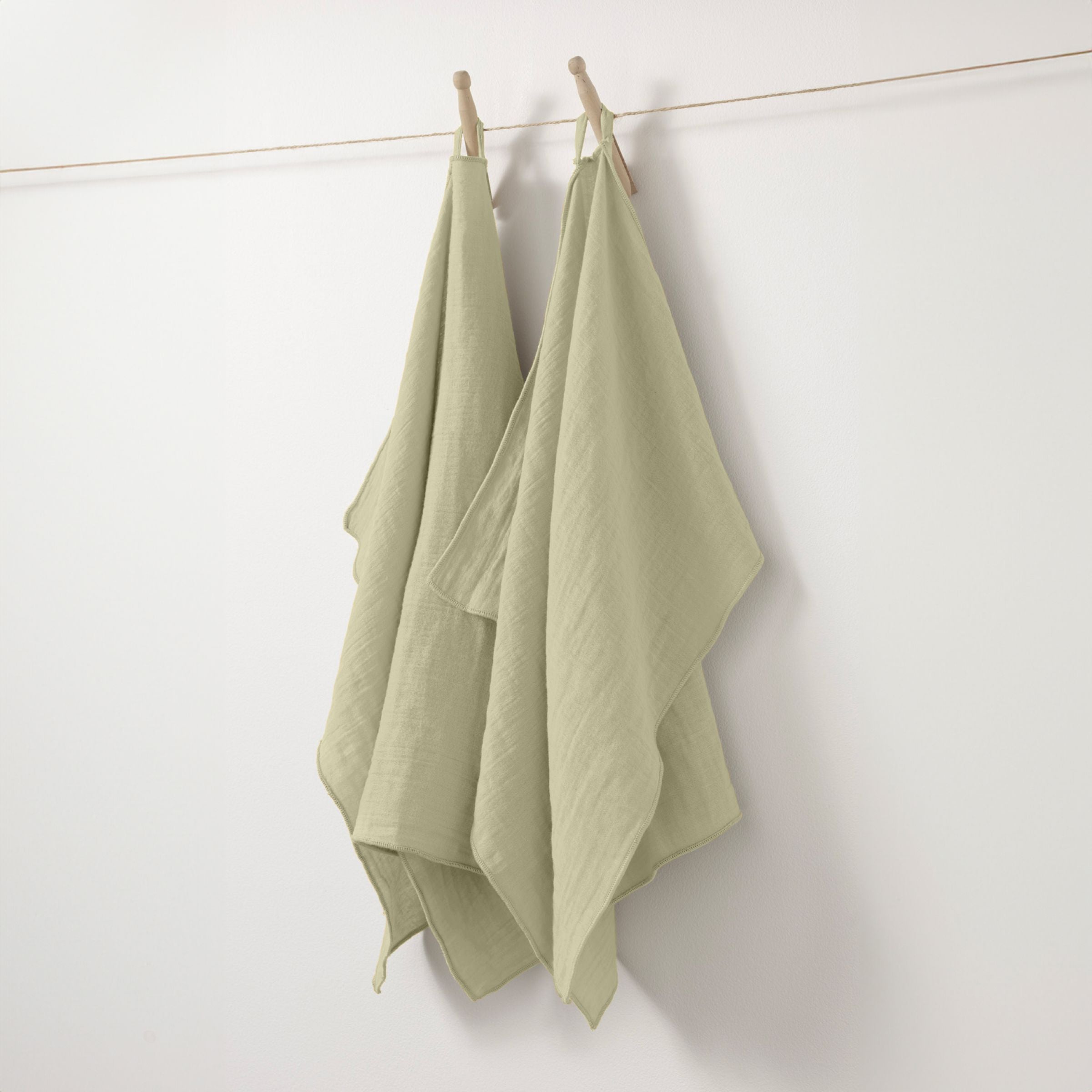 Light green muslin hand towel - set of 2
