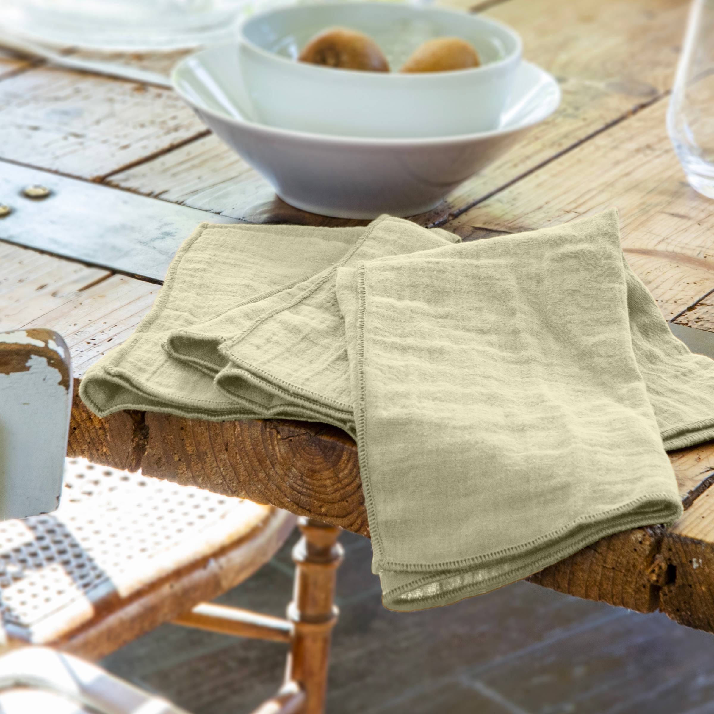 Light green muslin napkin - set of 3