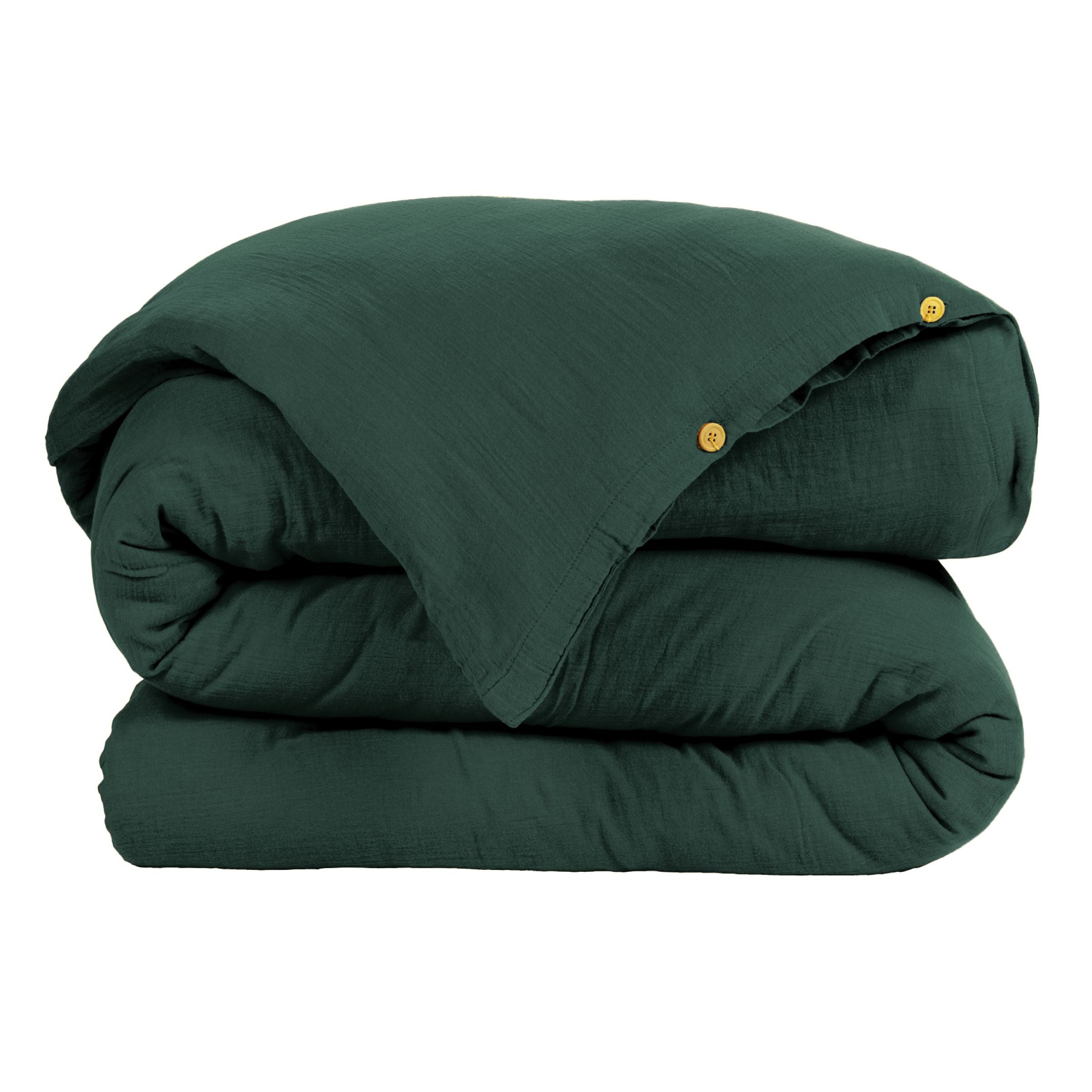 Fir green muslin duvet cover