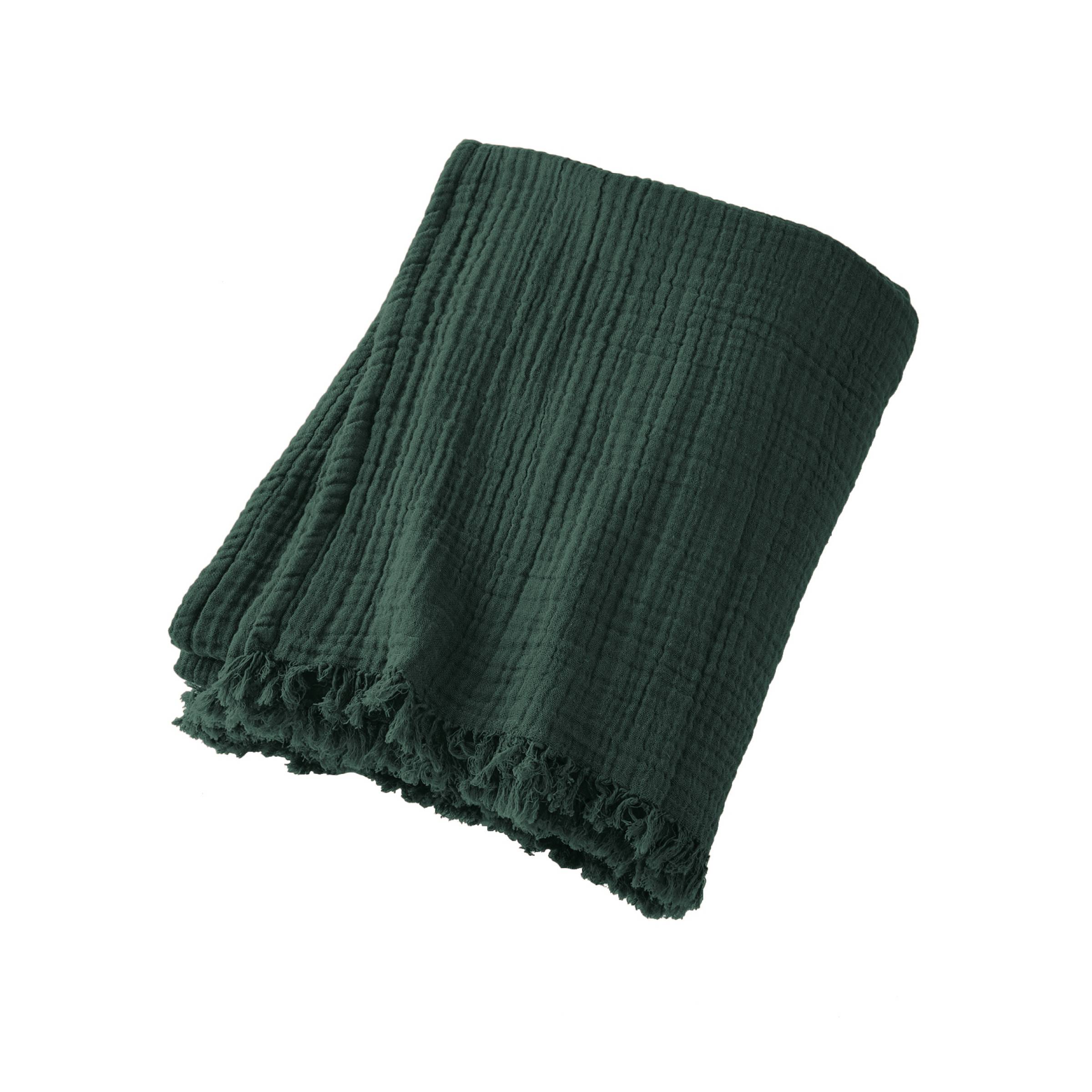 Fir green muslin throw