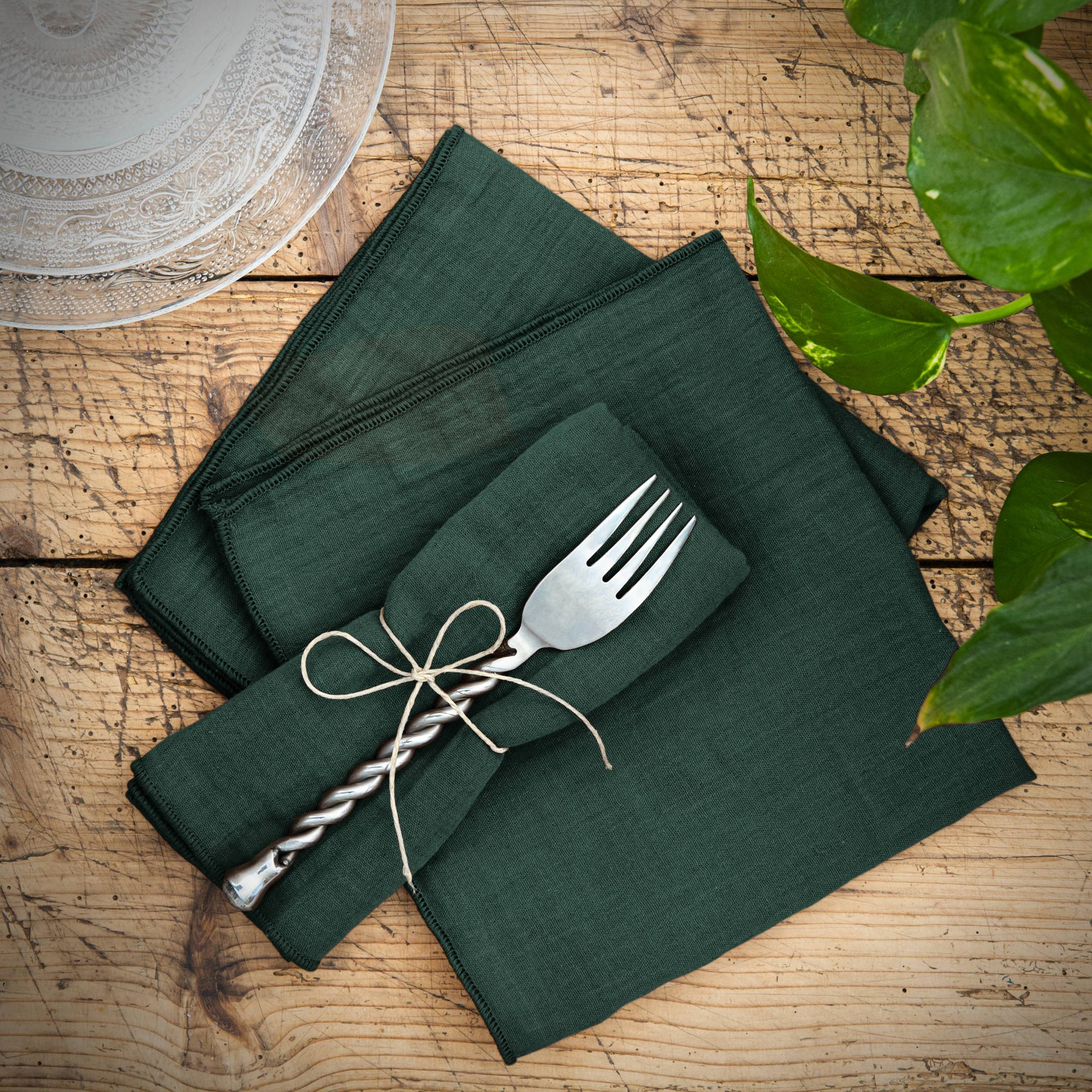 Fir green muslin napkin - set of 3