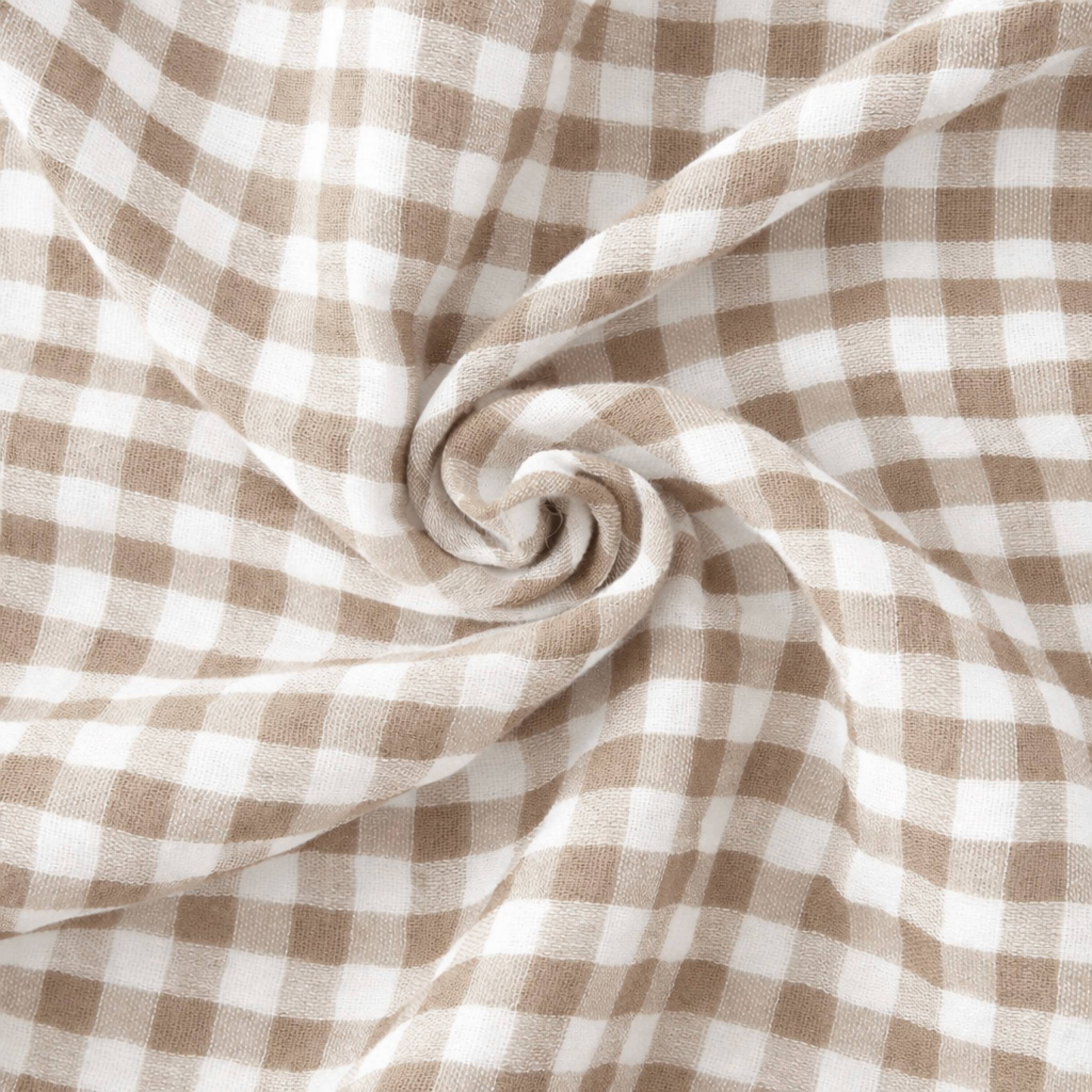 Taupe gingham adjustable muslin curtain