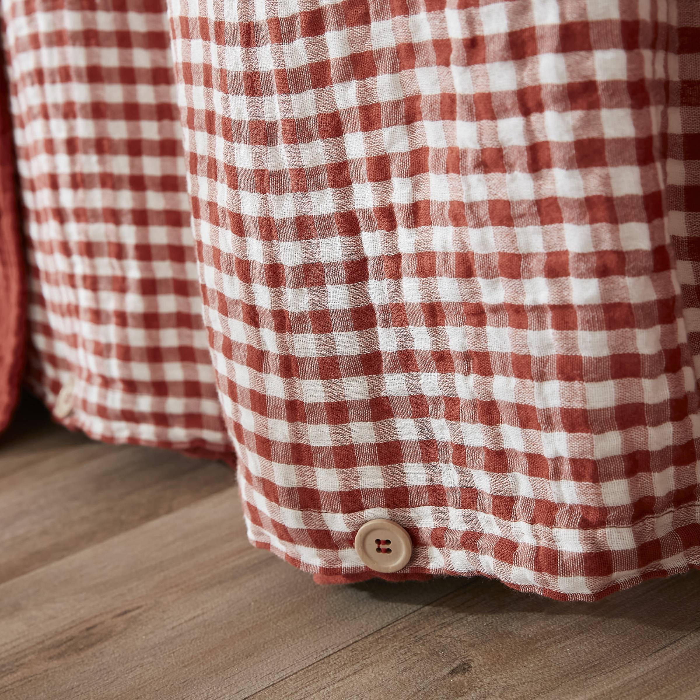 Terracotta gingham muslin duvet cover