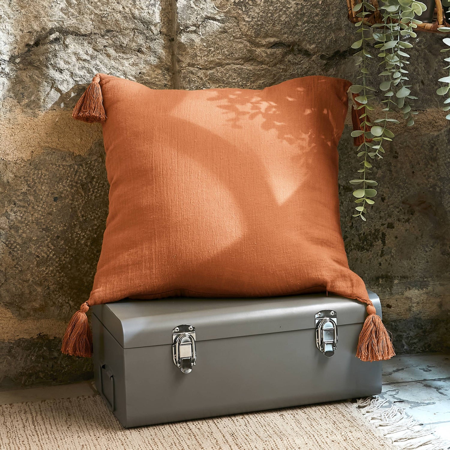 Apricot muslin cushion