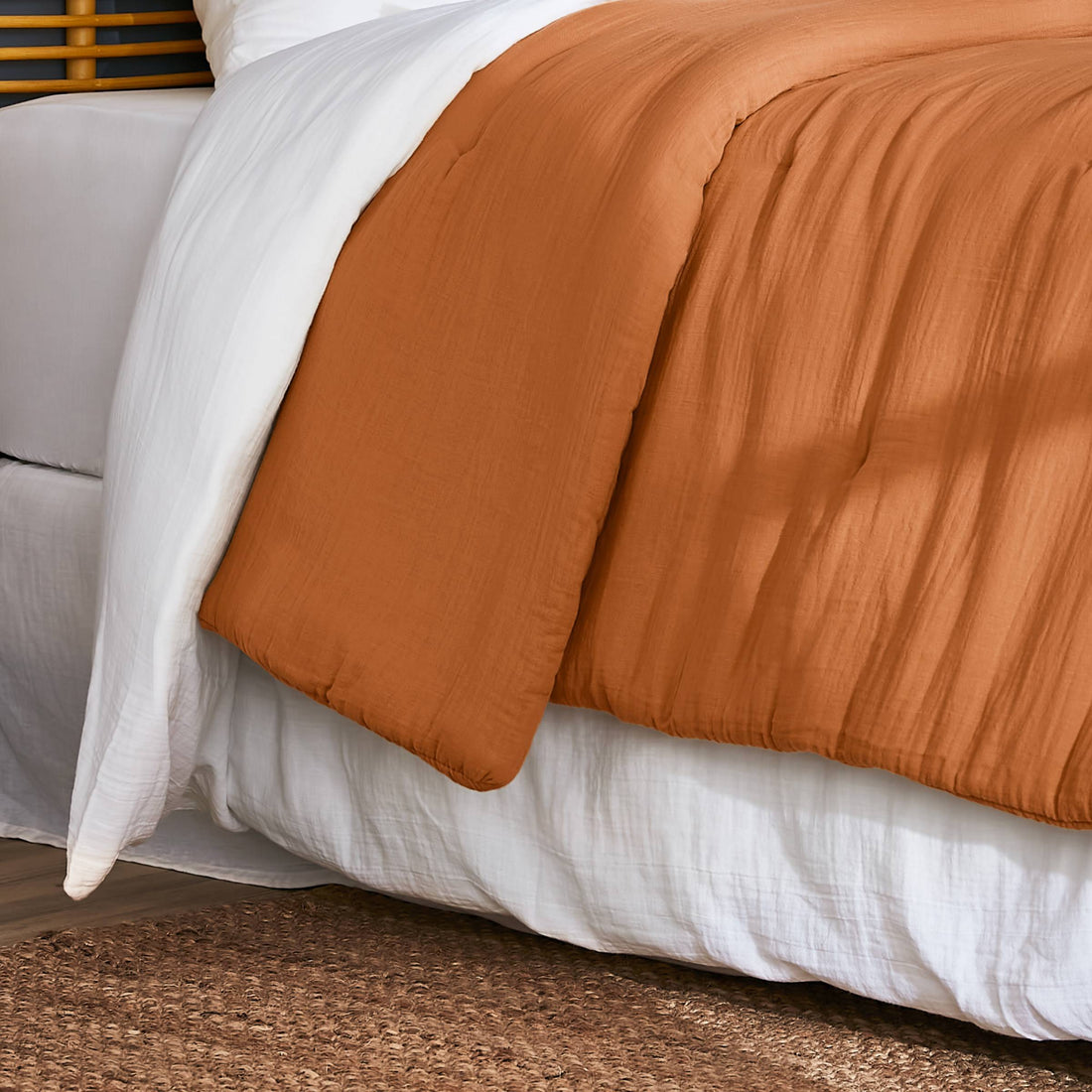 Apricot muslin bedspread