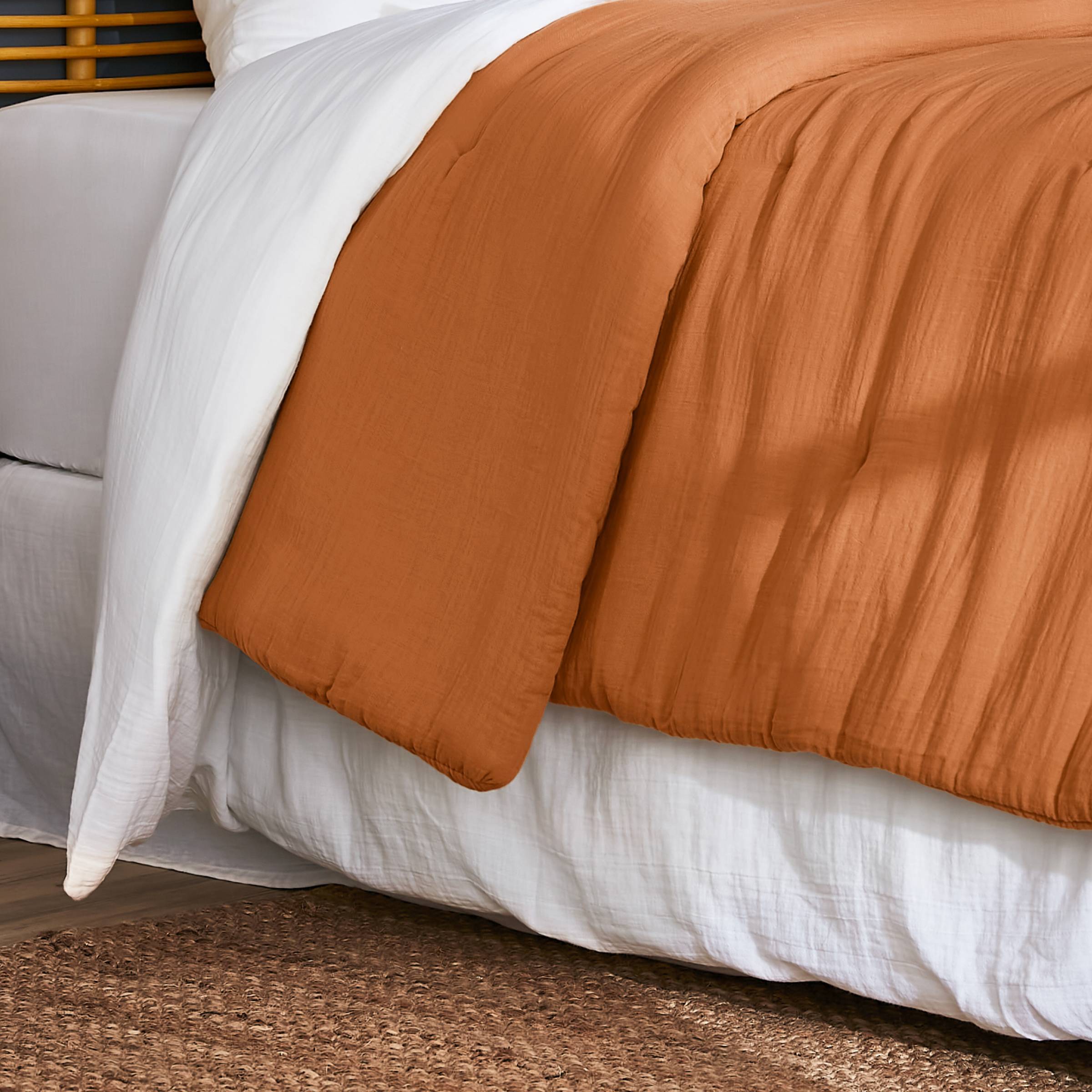 Apricot muslin bedspread