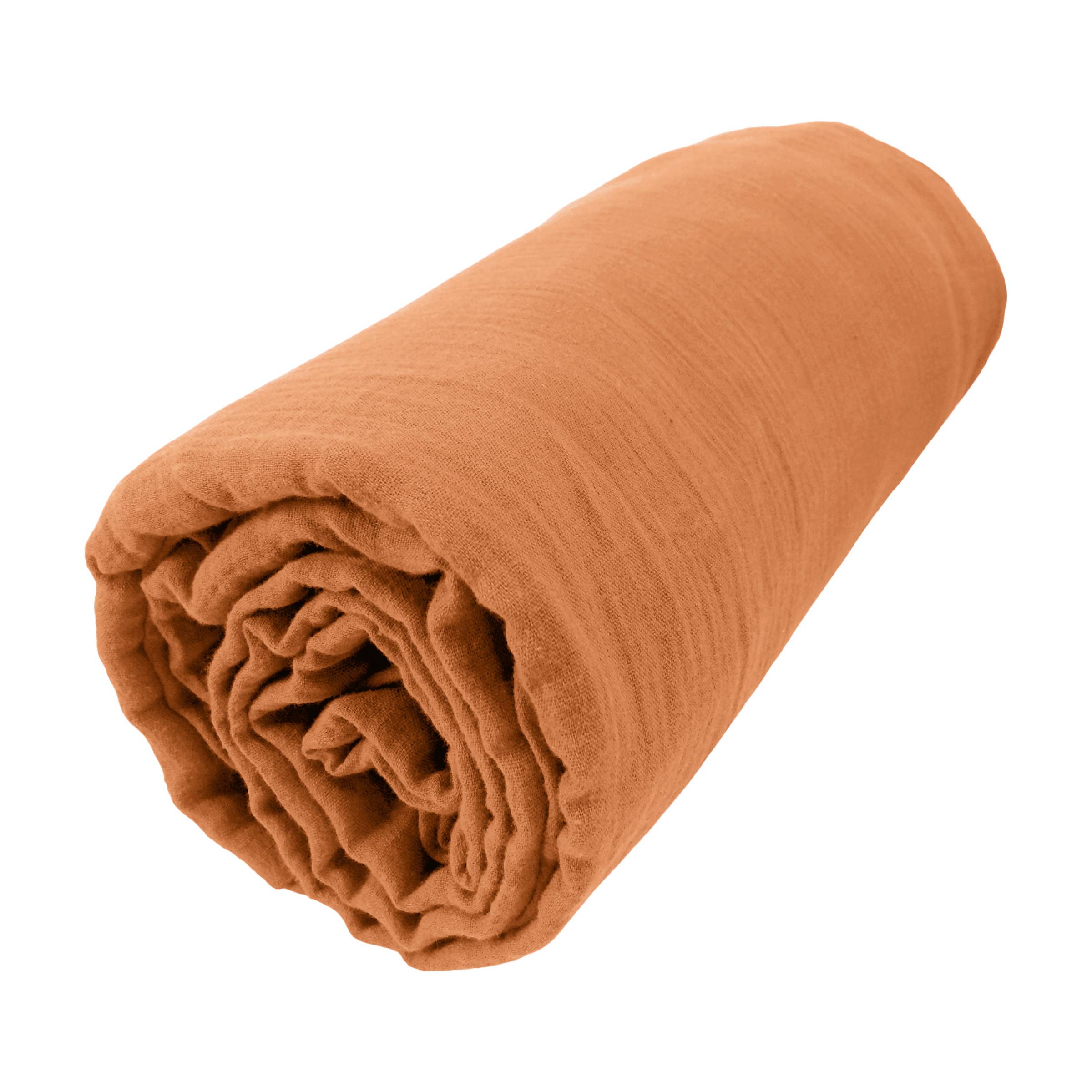 Apricot muslin fitted sheet