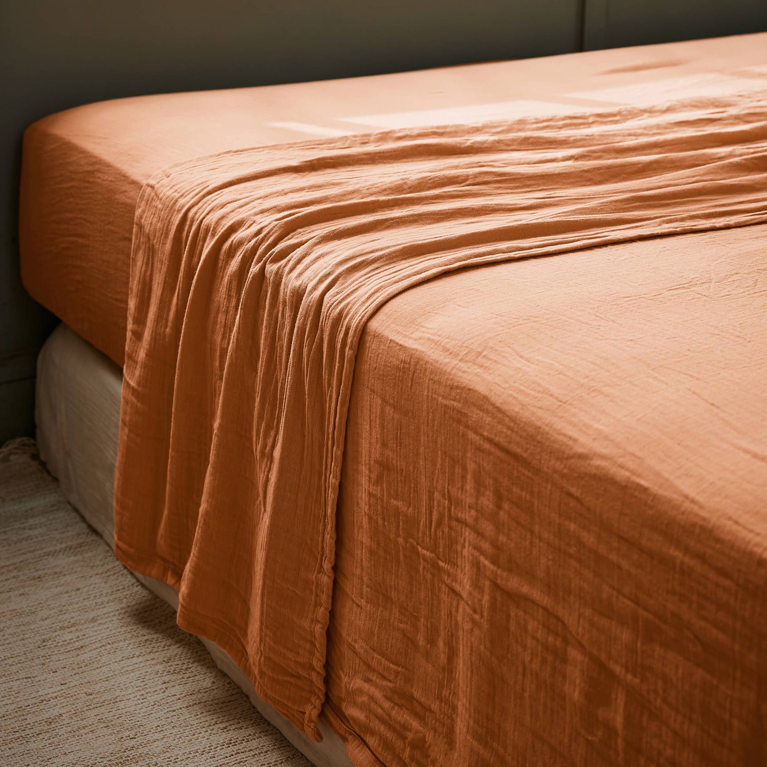 Apricot muslin flat sheet