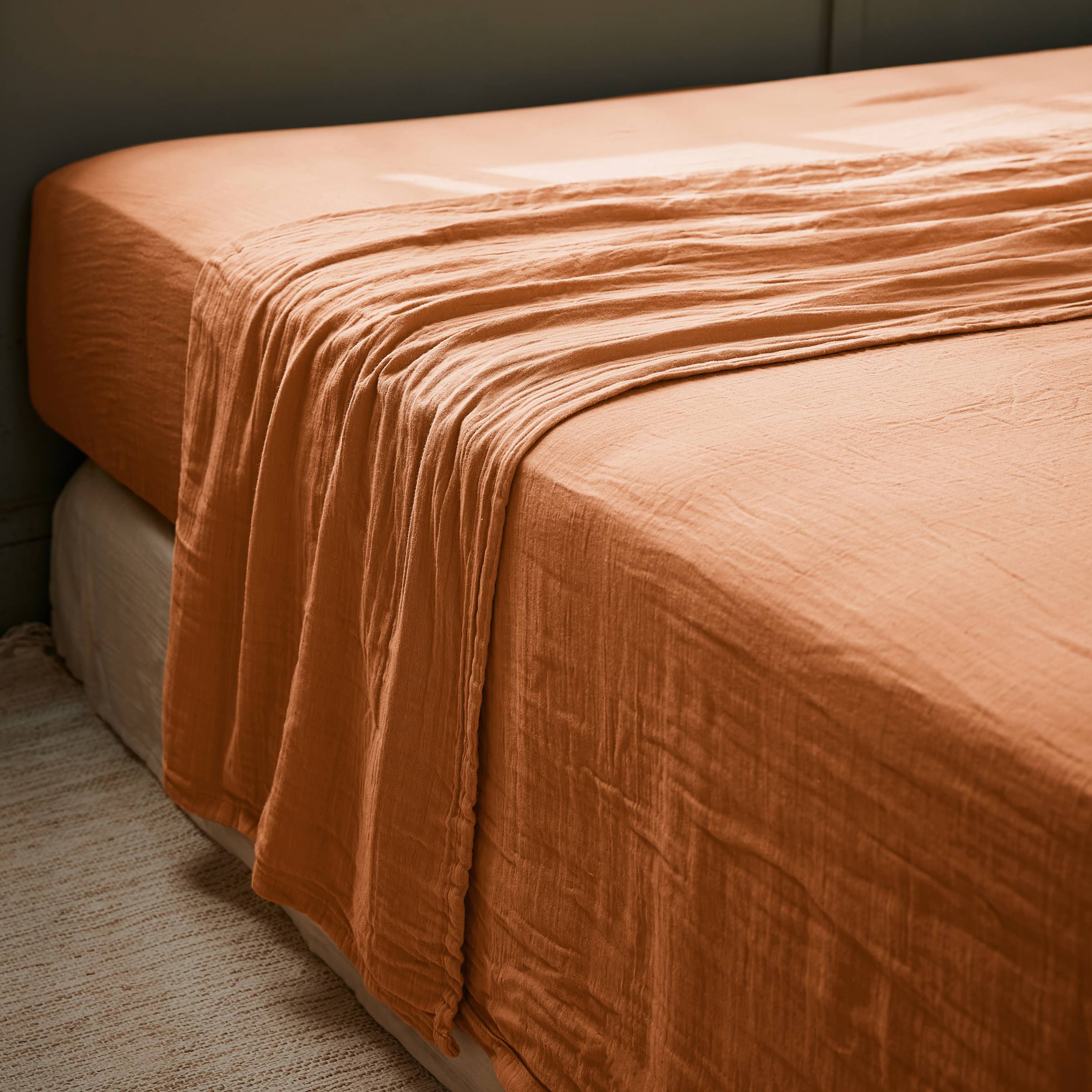 Apricot muslin flat sheet