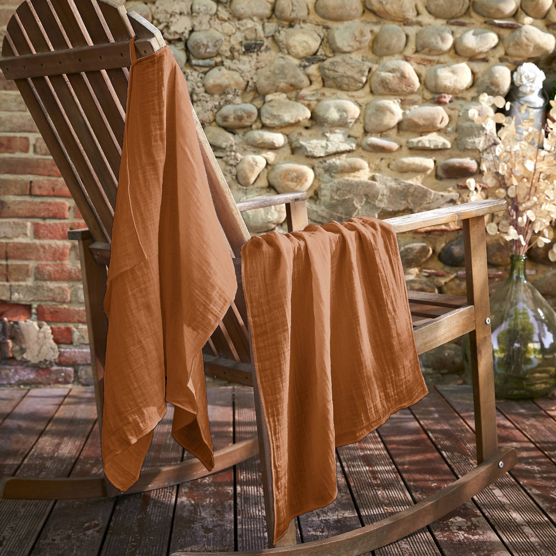 Apricot muslin hand towel - set of 2