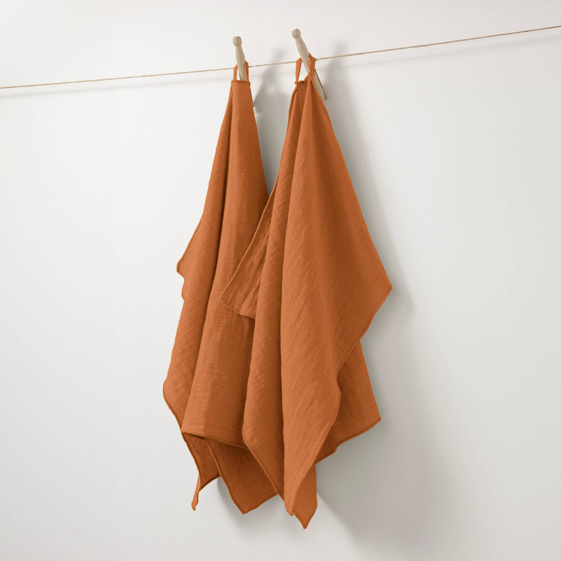 Apricot muslin hand towel - set of 2