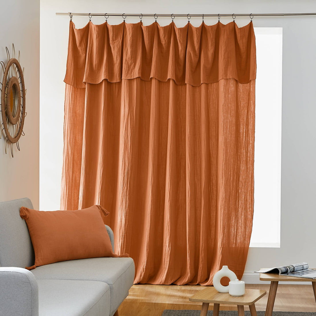 Apricot adjustable muslin curtain