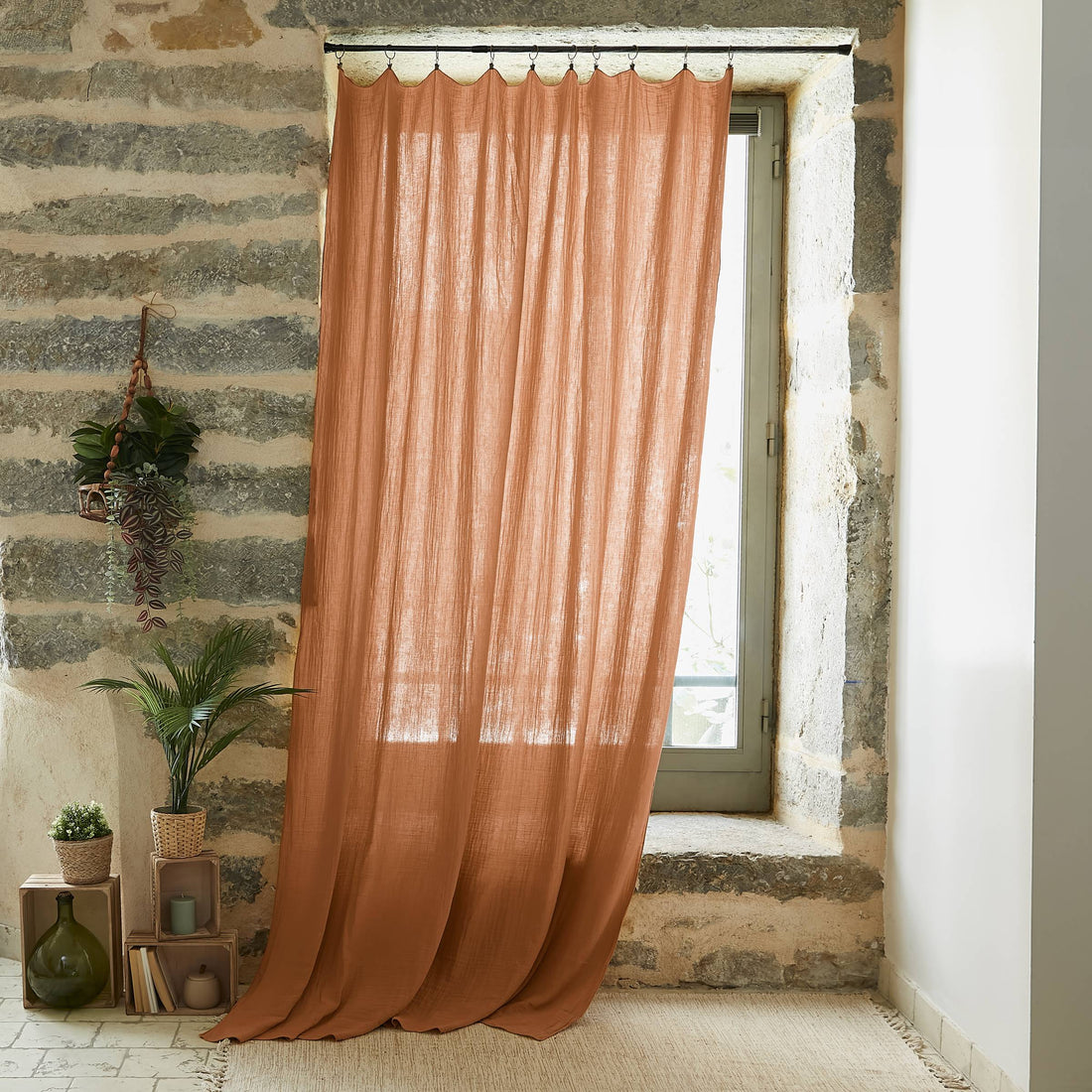 Apricot adjustable muslin curtain