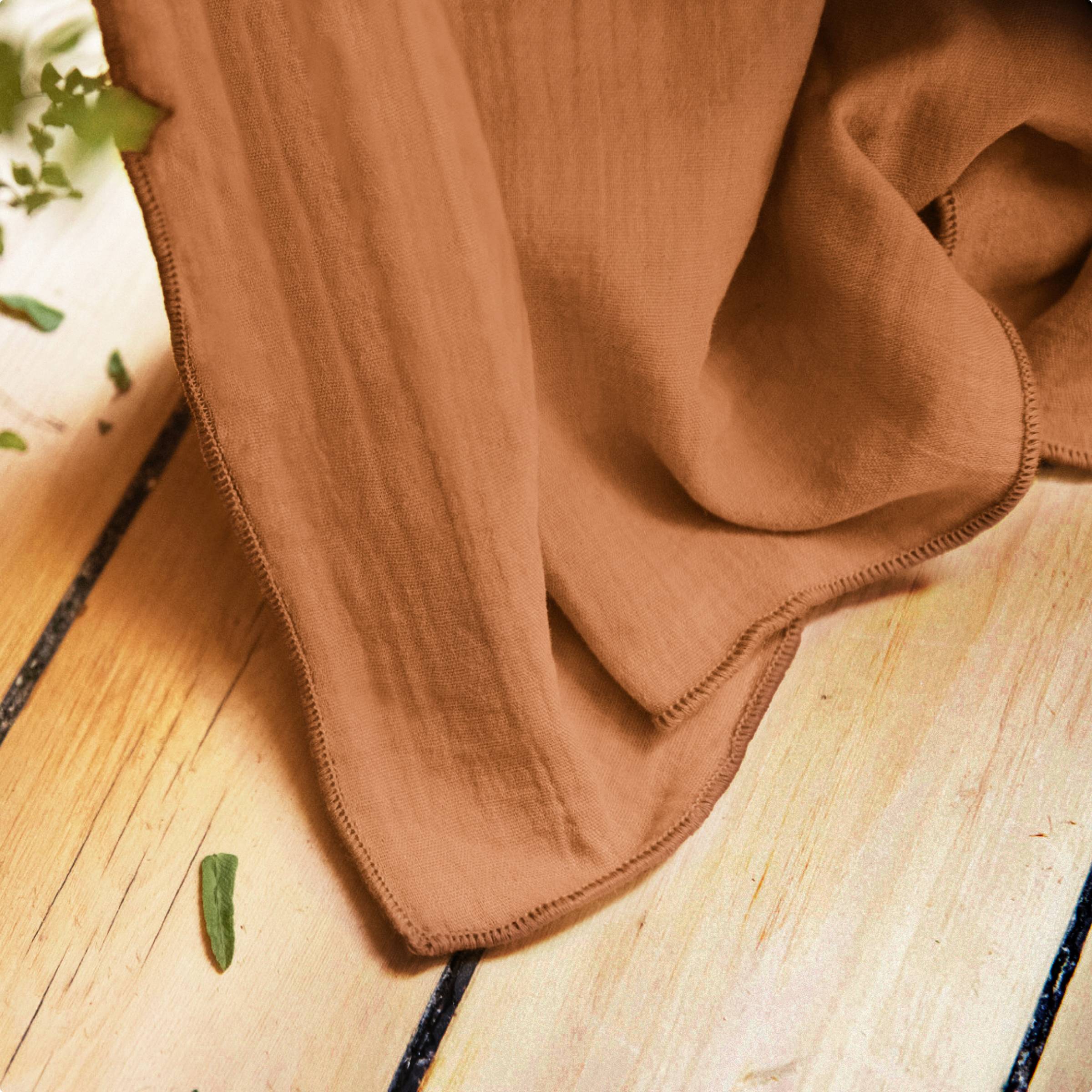 Apricot muslin pencil pleat curtain