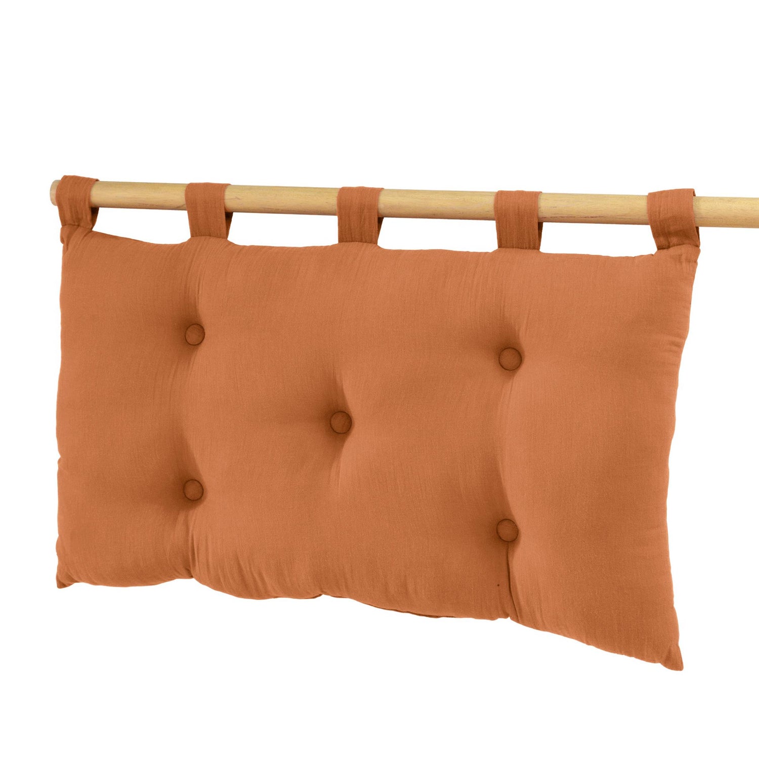 Apricot muslin headboard