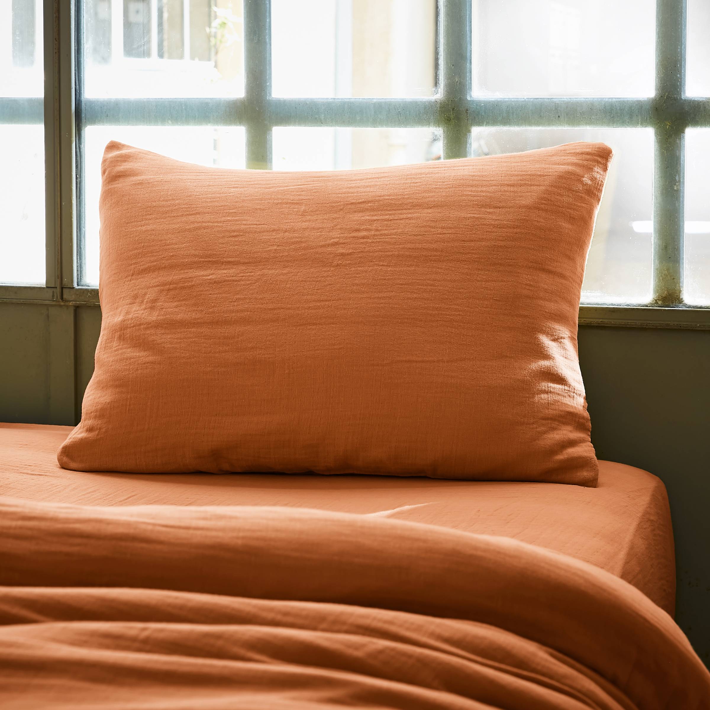 Apricot muslin pillowcase