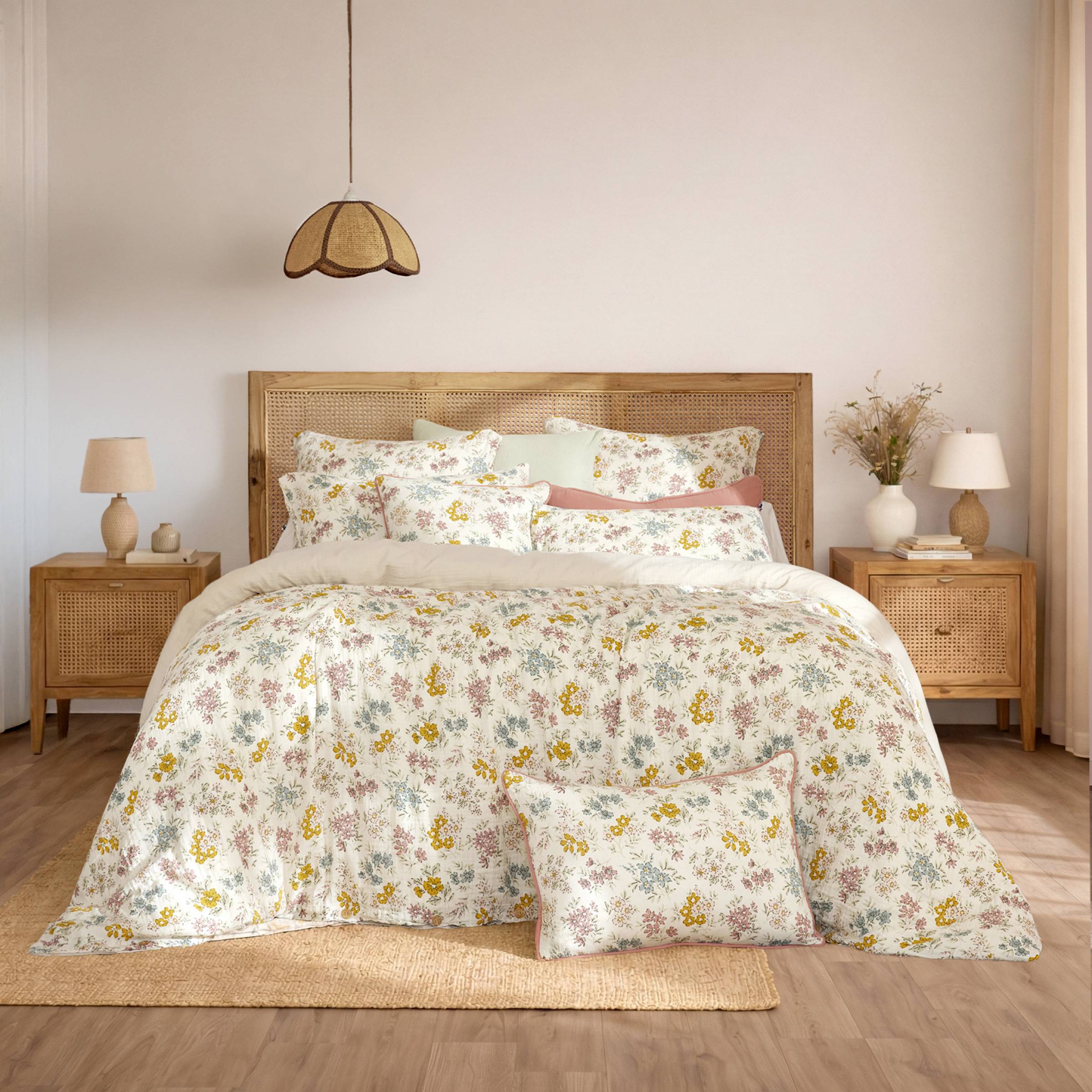 Aquarelle beige muslin duvet cover