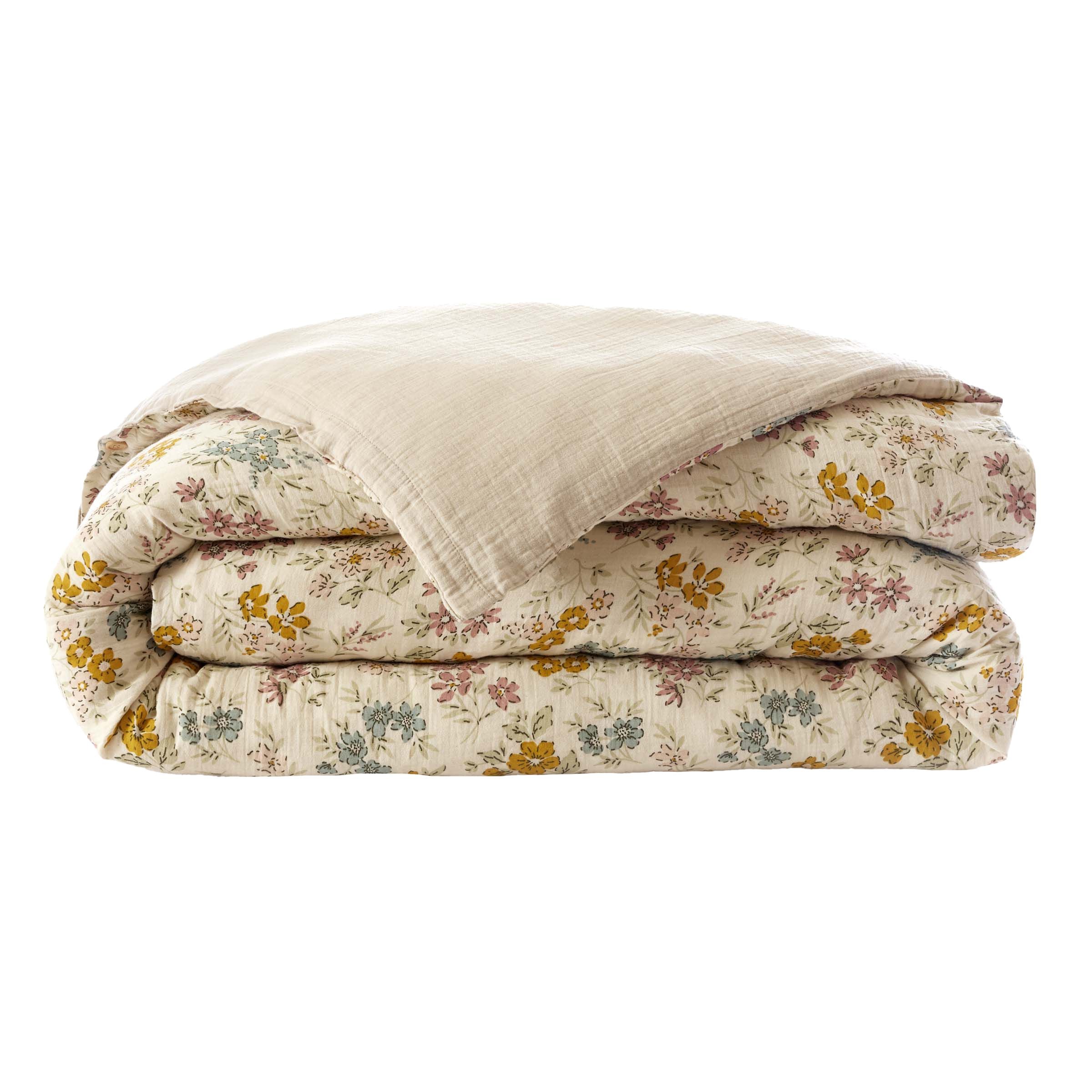 Aquarelle beige muslin duvet cover