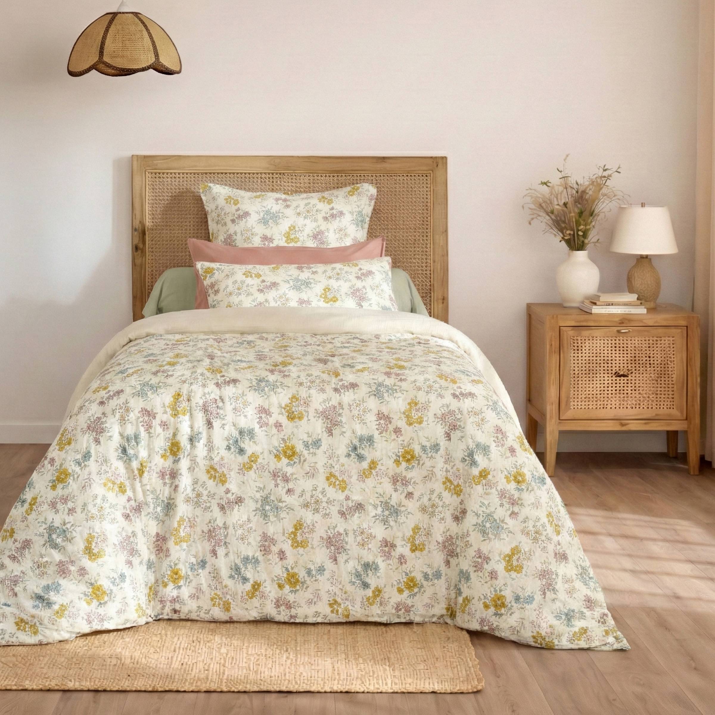 Aquarelle beige muslin duvet cover