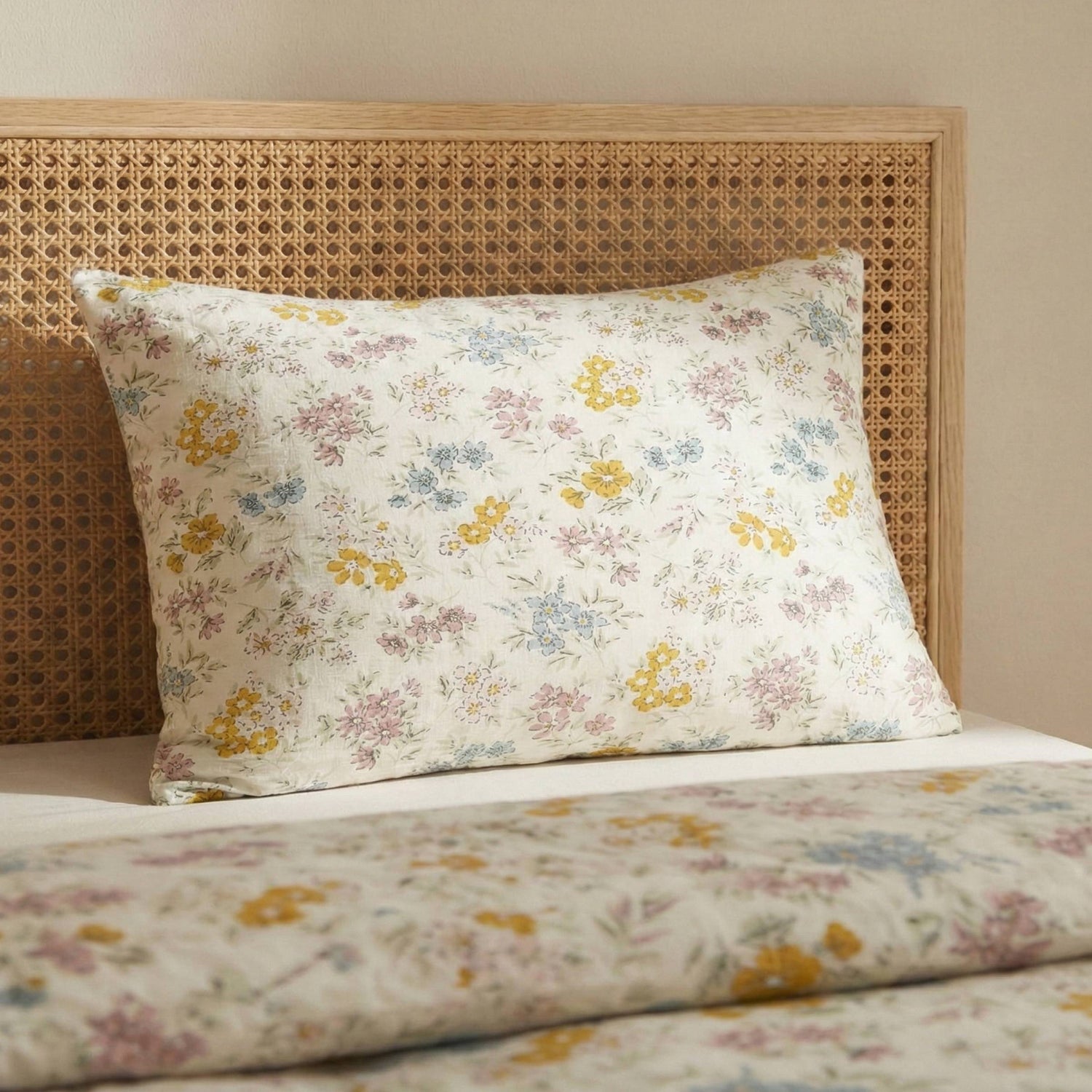 Aquarelle beige muslin pillowcase
