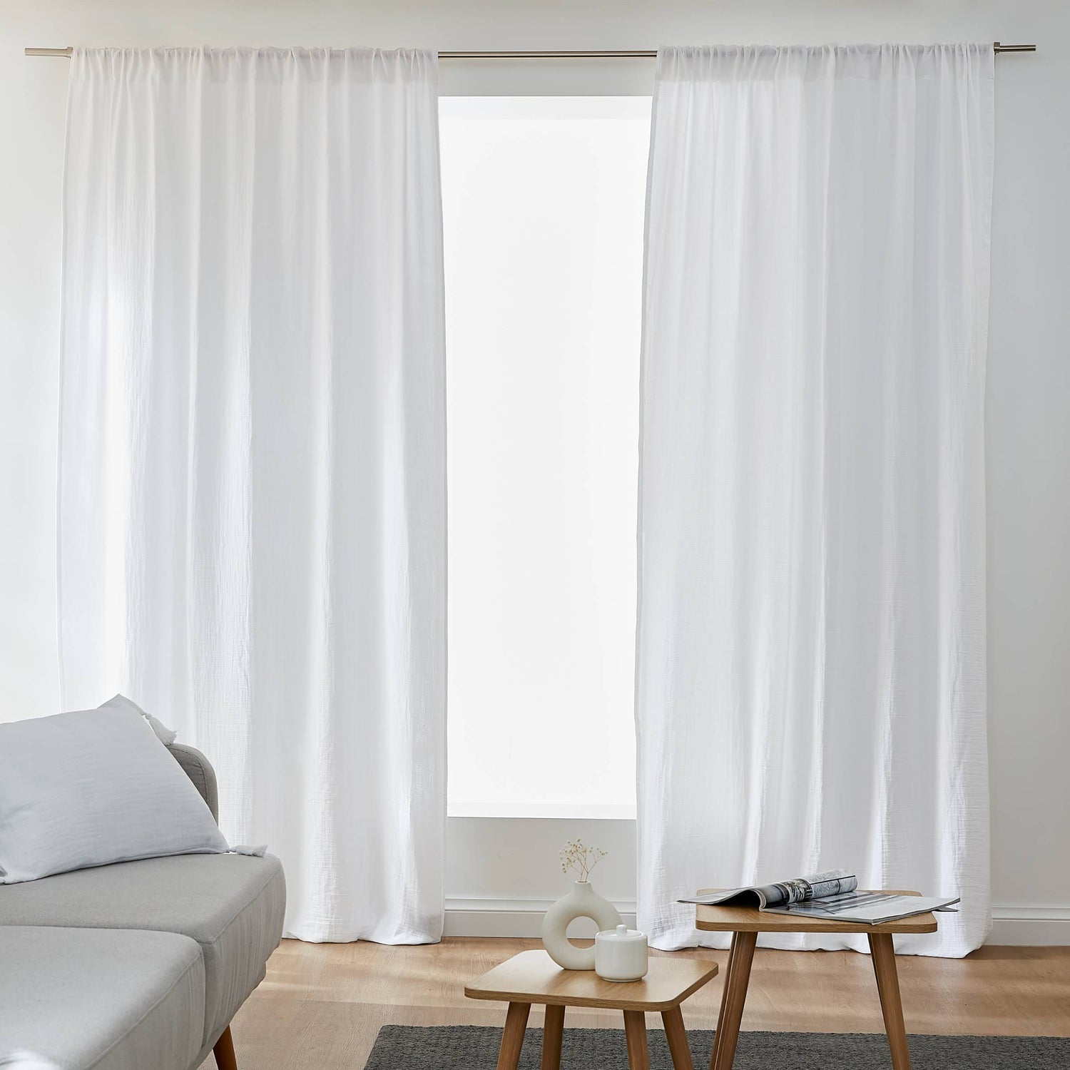 Chantilly muslin pencil pleat curtain
