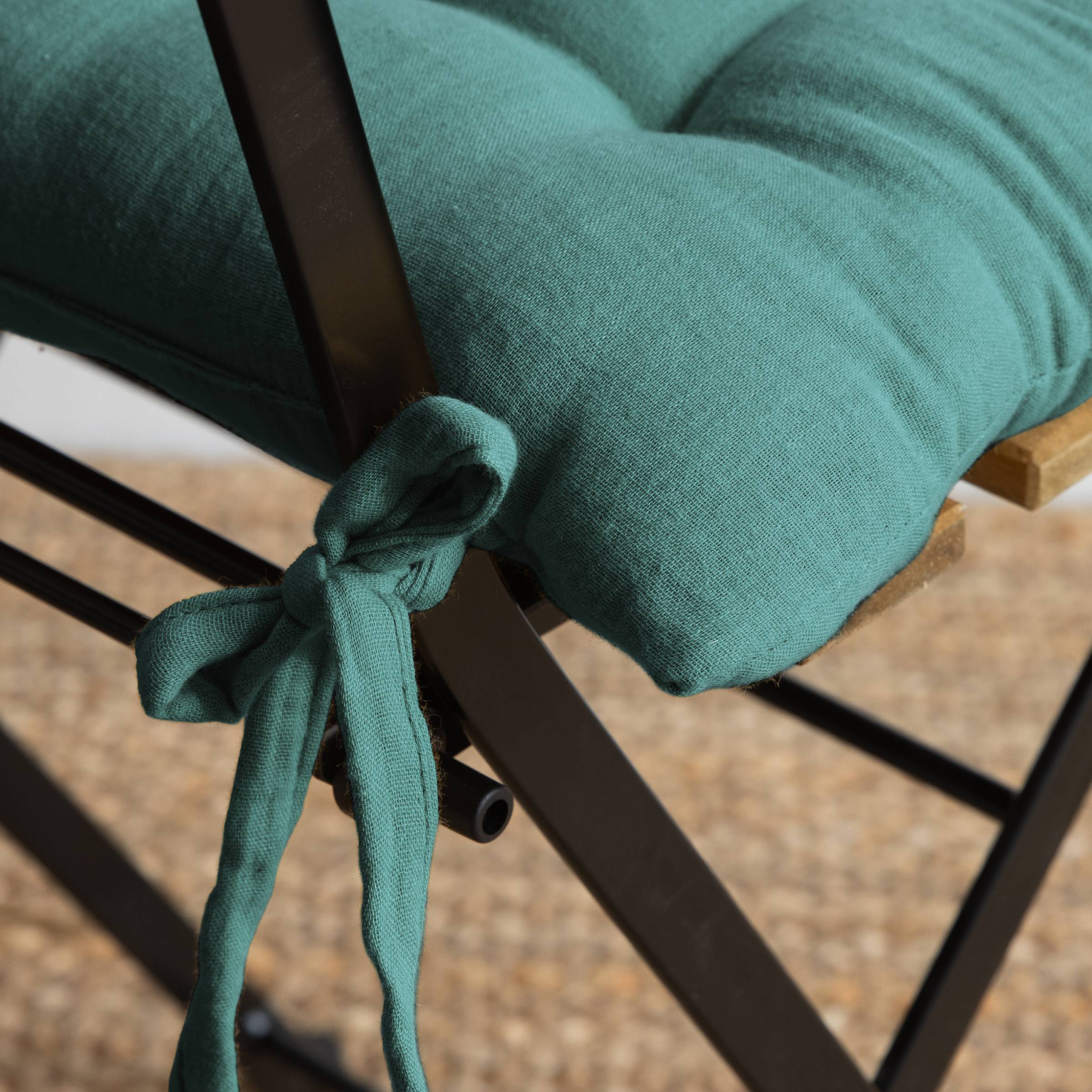 Duck blue muslin chair cushion