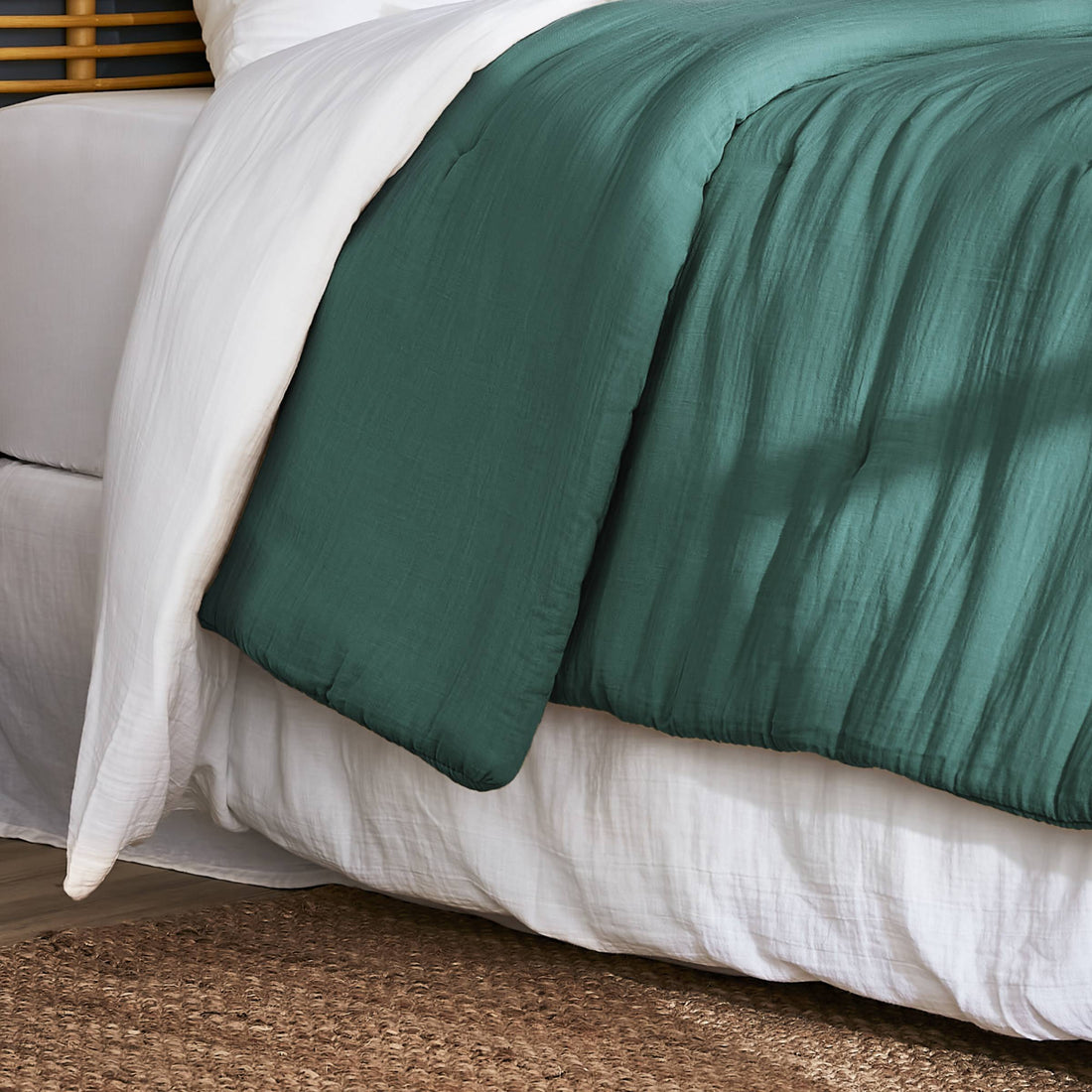 Duck blue muslin bedspread