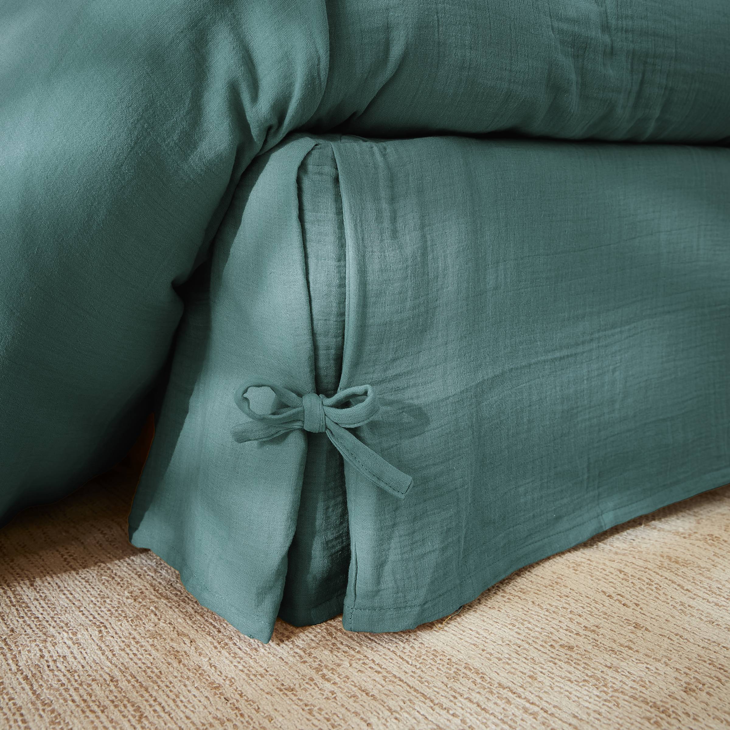Duck blue muslin bed skirt