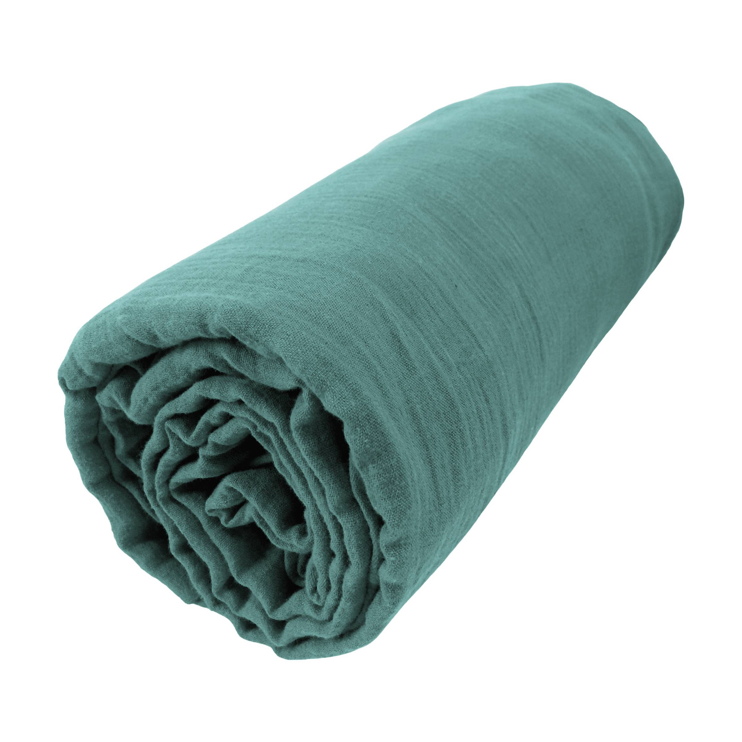 Duck blue muslin fitted sheet