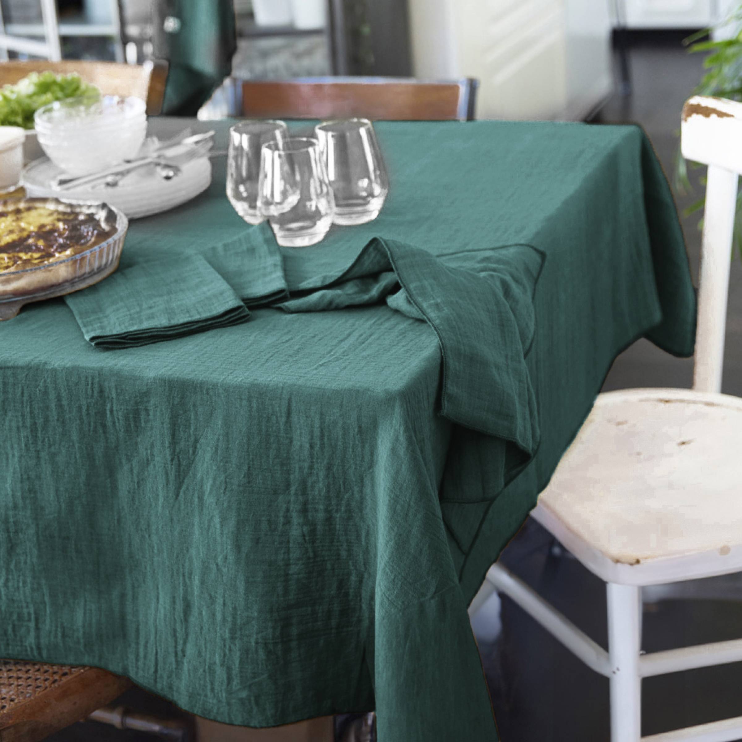 Duck blue rectangular muslin tablecloth