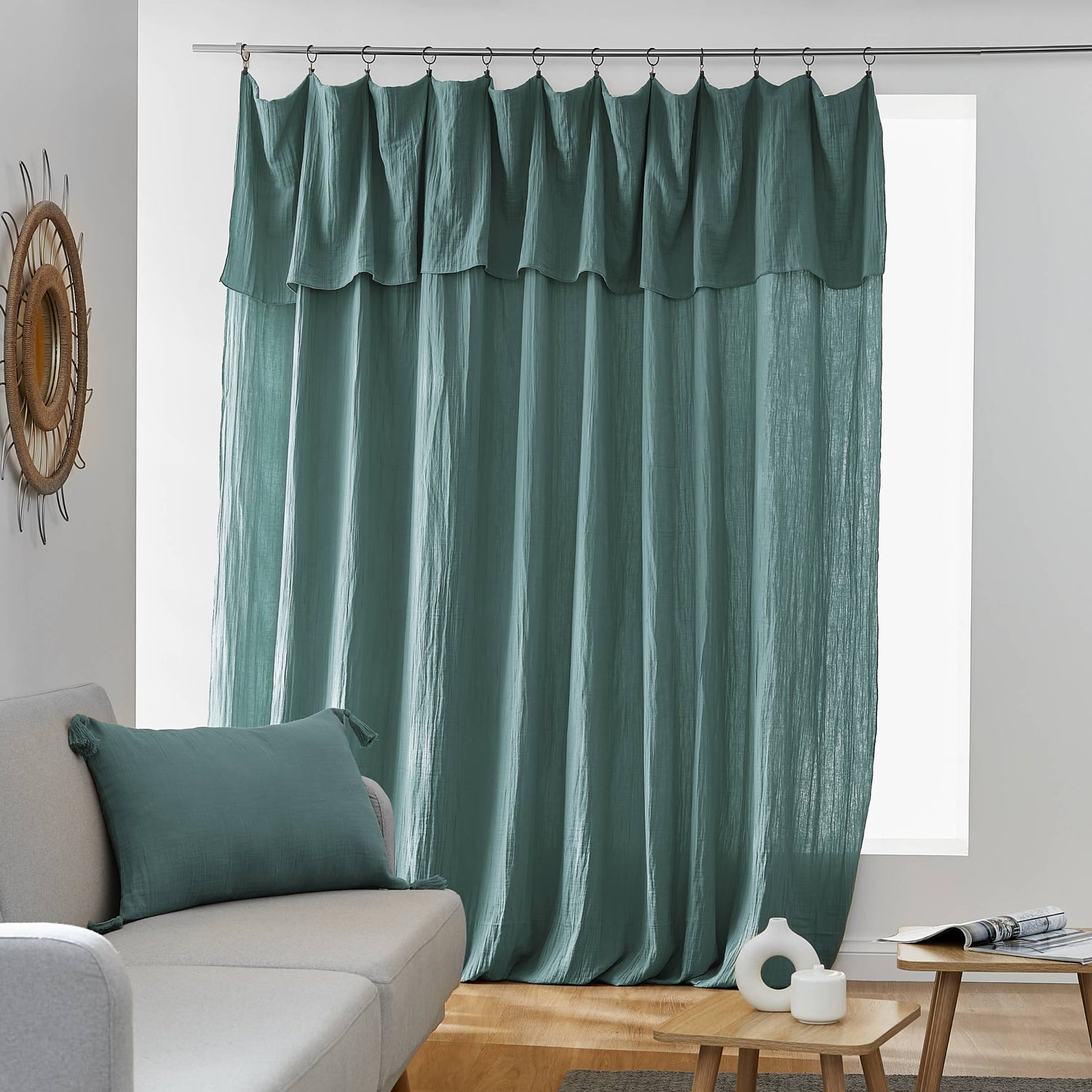 Duck blue adjustable muslin curtain
