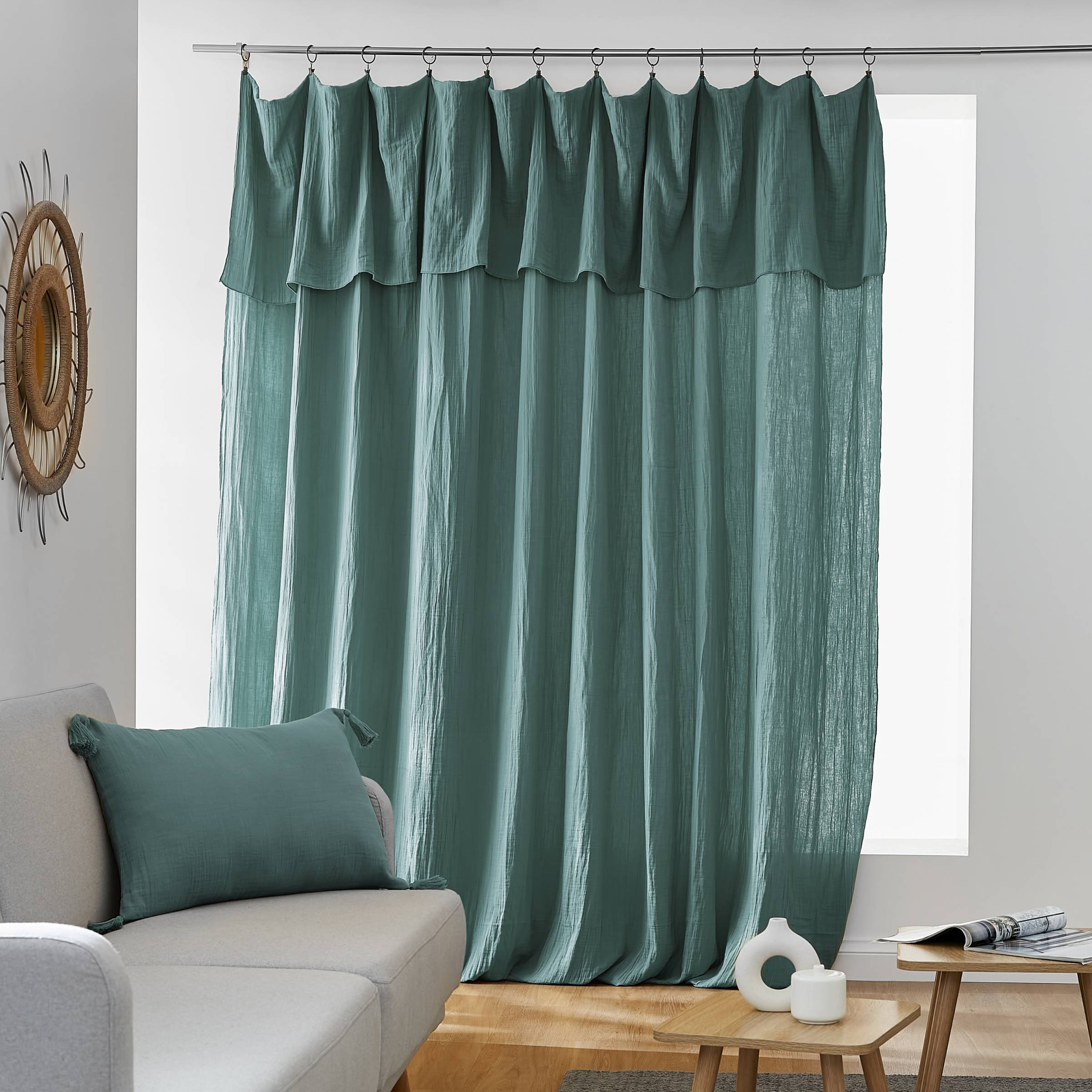 Duck blue adjustable muslin curtain