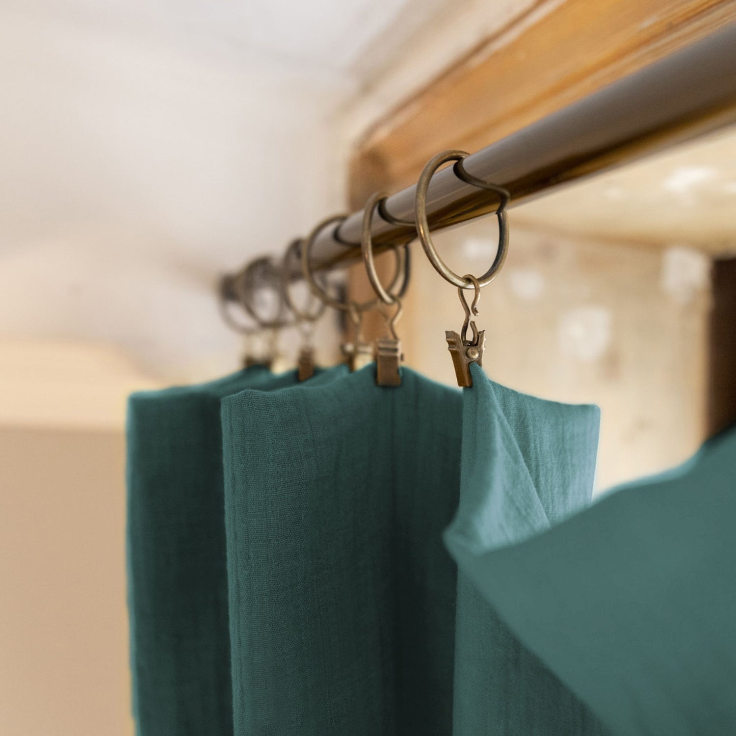 Duck blue adjustable muslin curtain