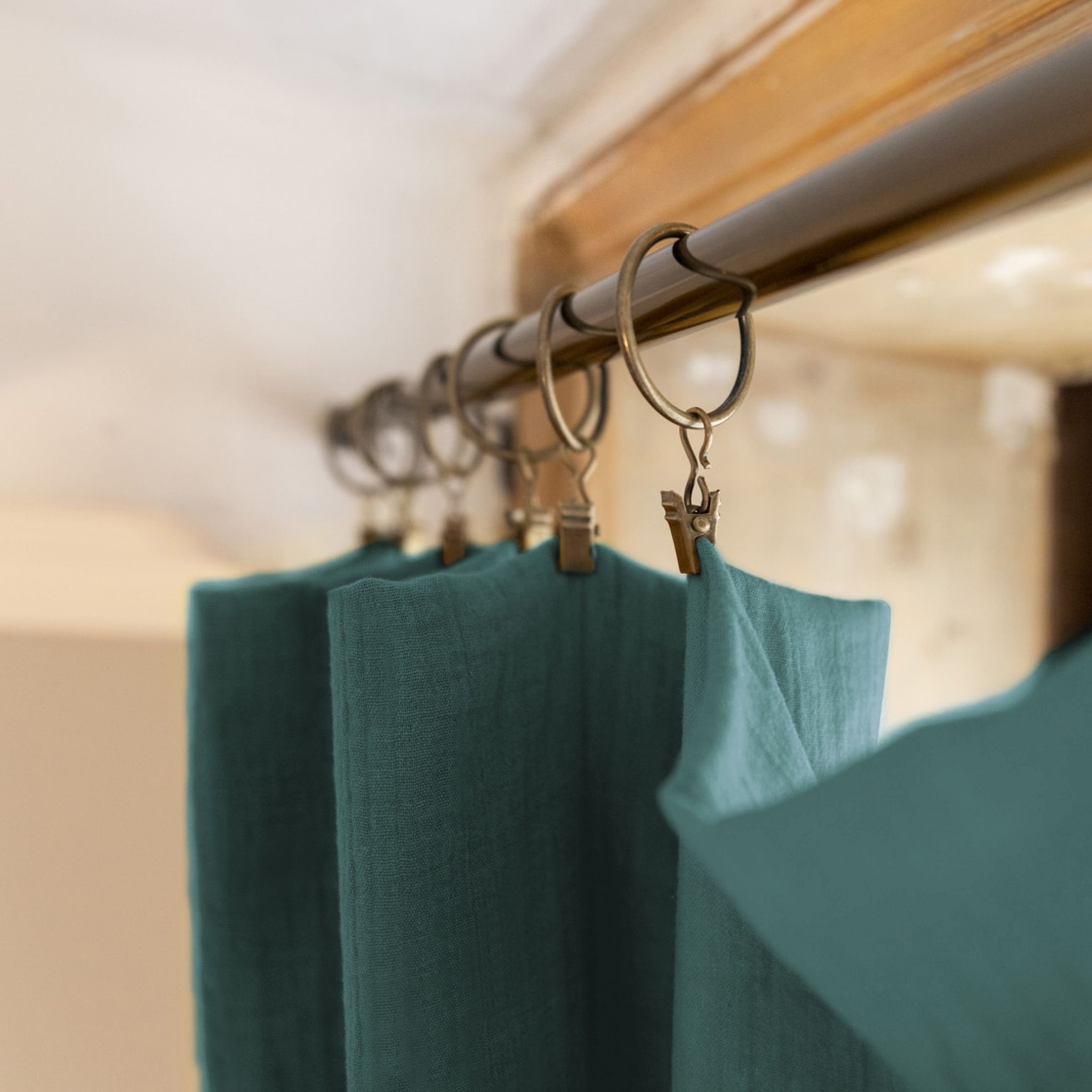 Duck blue adjustable muslin curtain