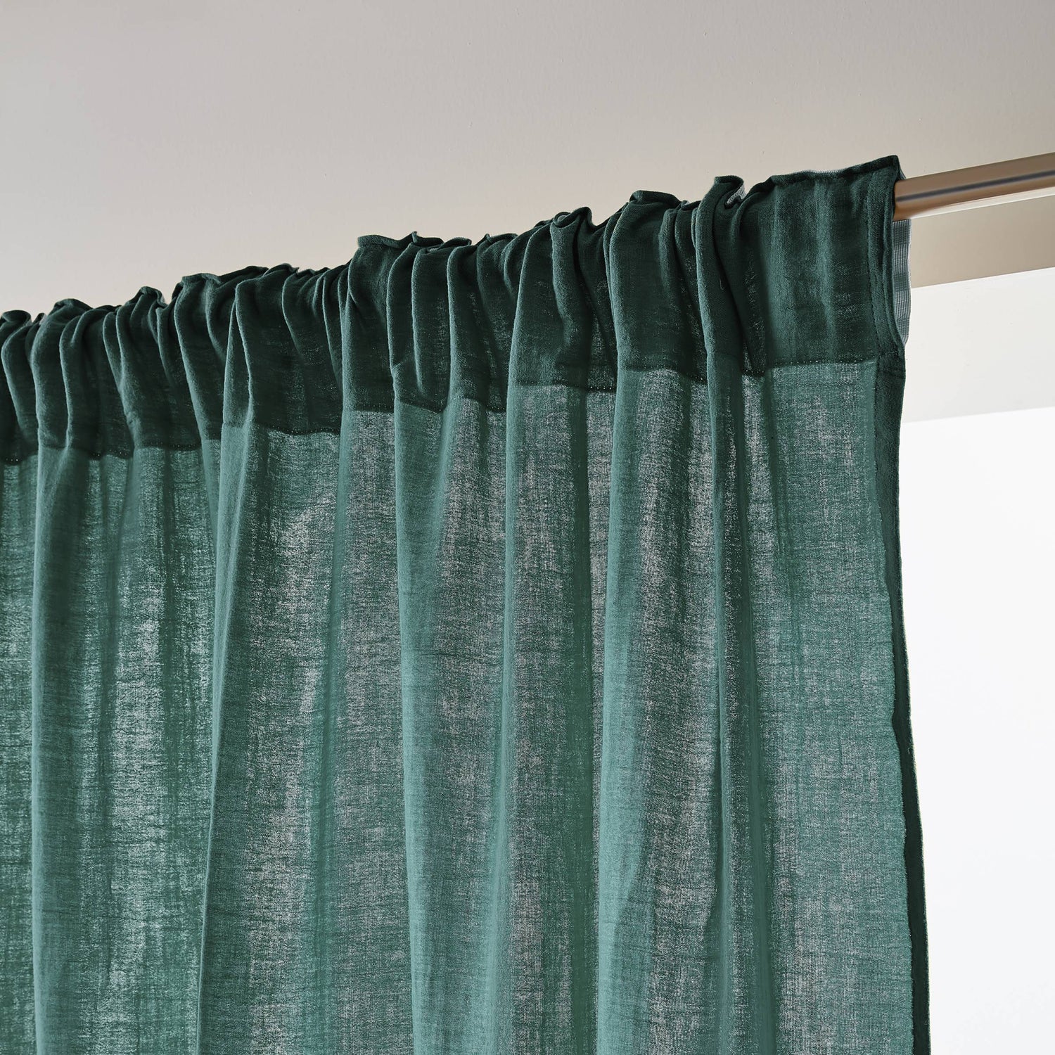 Duck blue muslin pencil pleat curtain