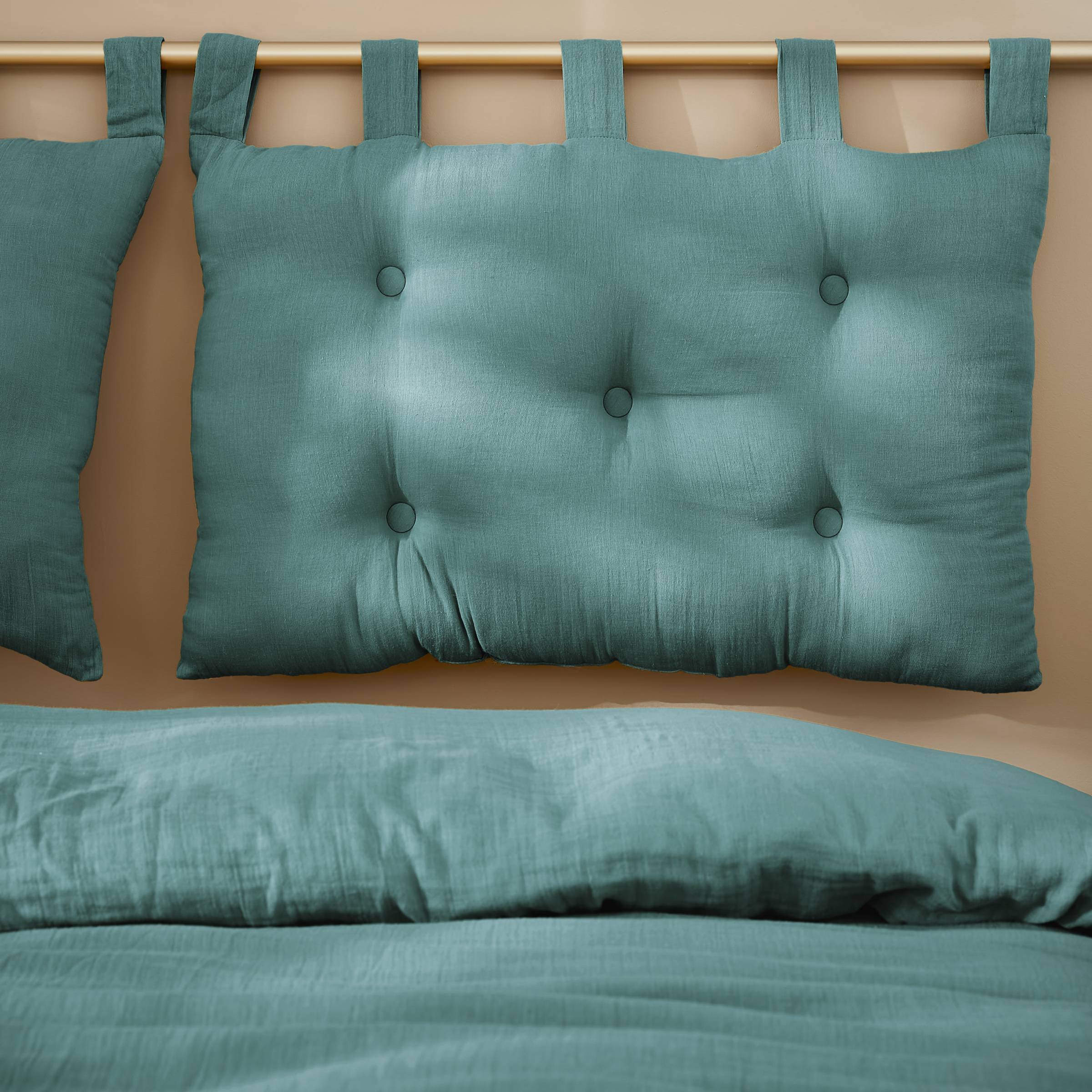 Duck blue muslin headboard