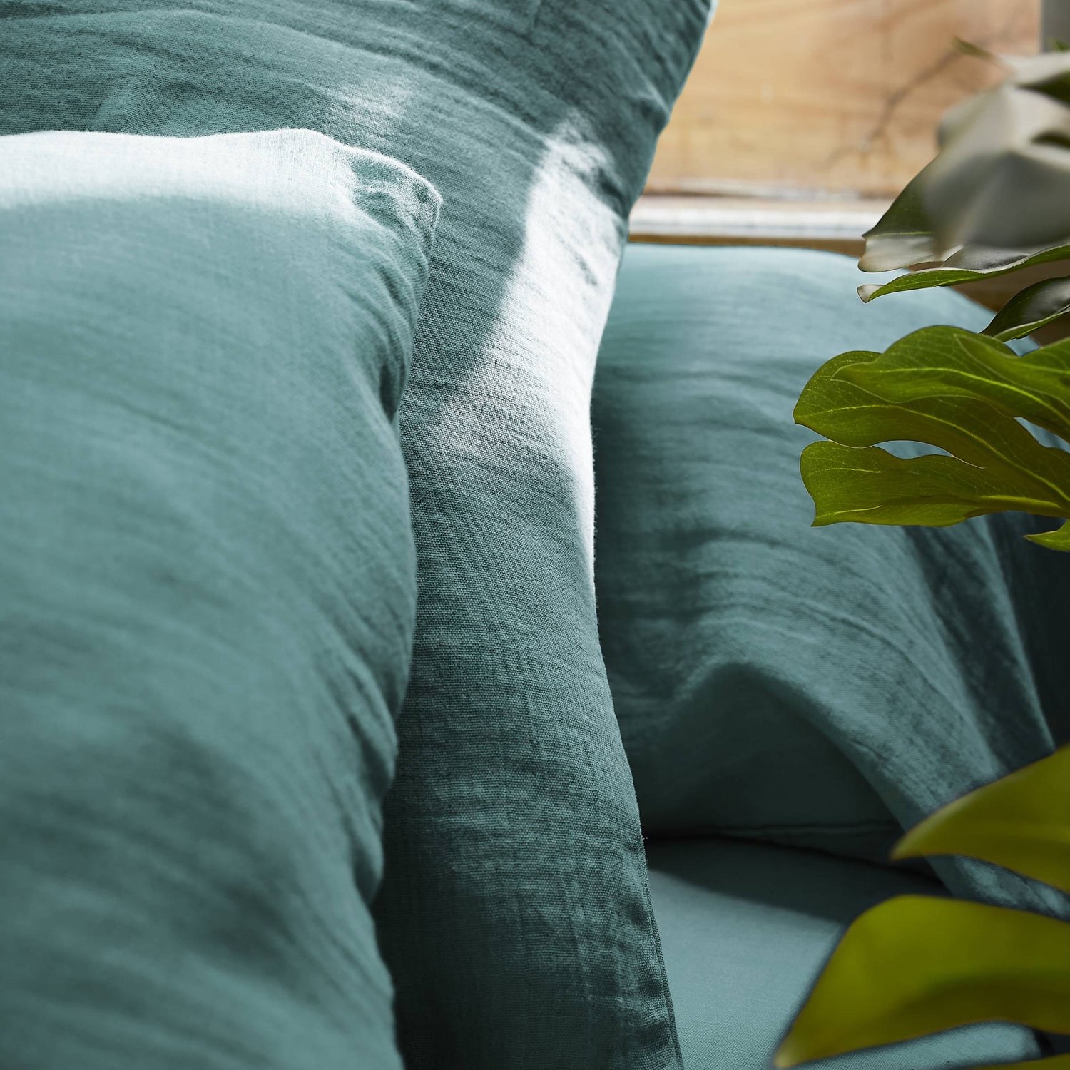 Duck blue muslin pillowcase