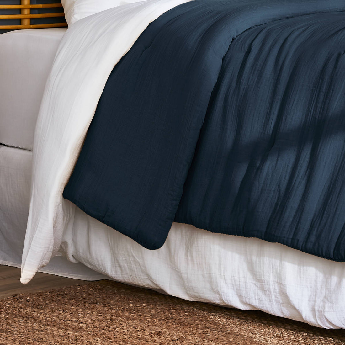 Midnight blue muslin bedspread