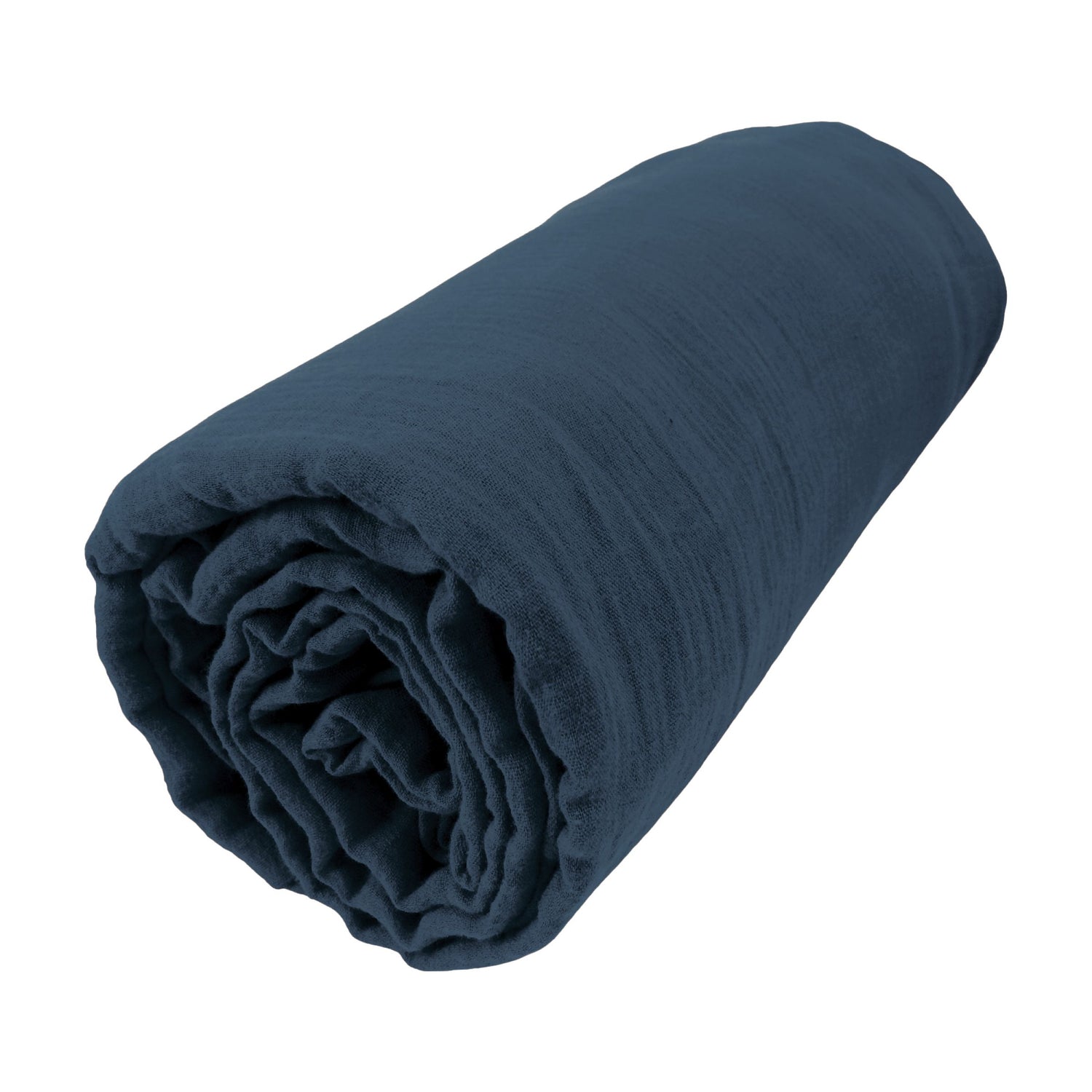 Midnight blue muslin fitted sheet